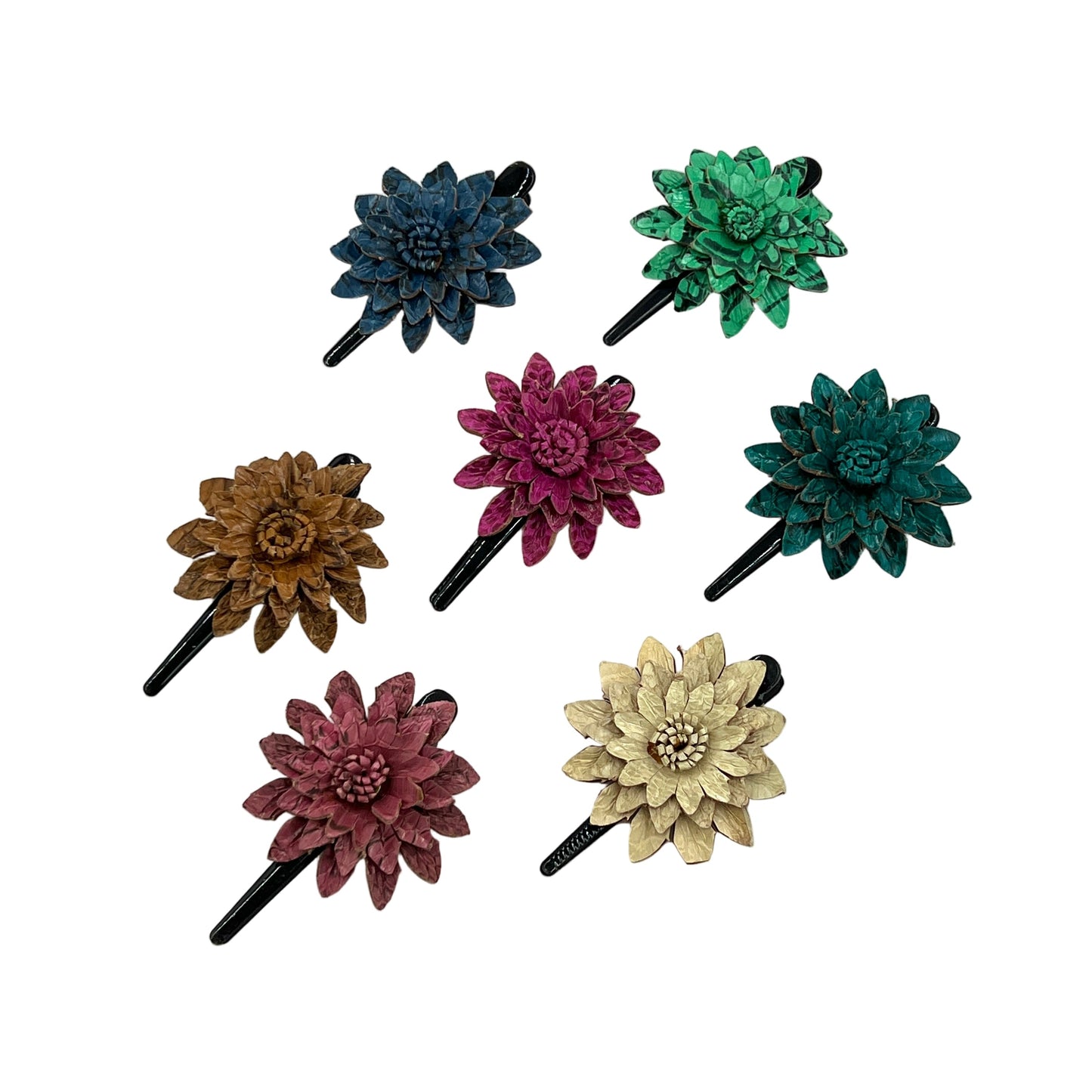 Large Leather Flower Hair Clips