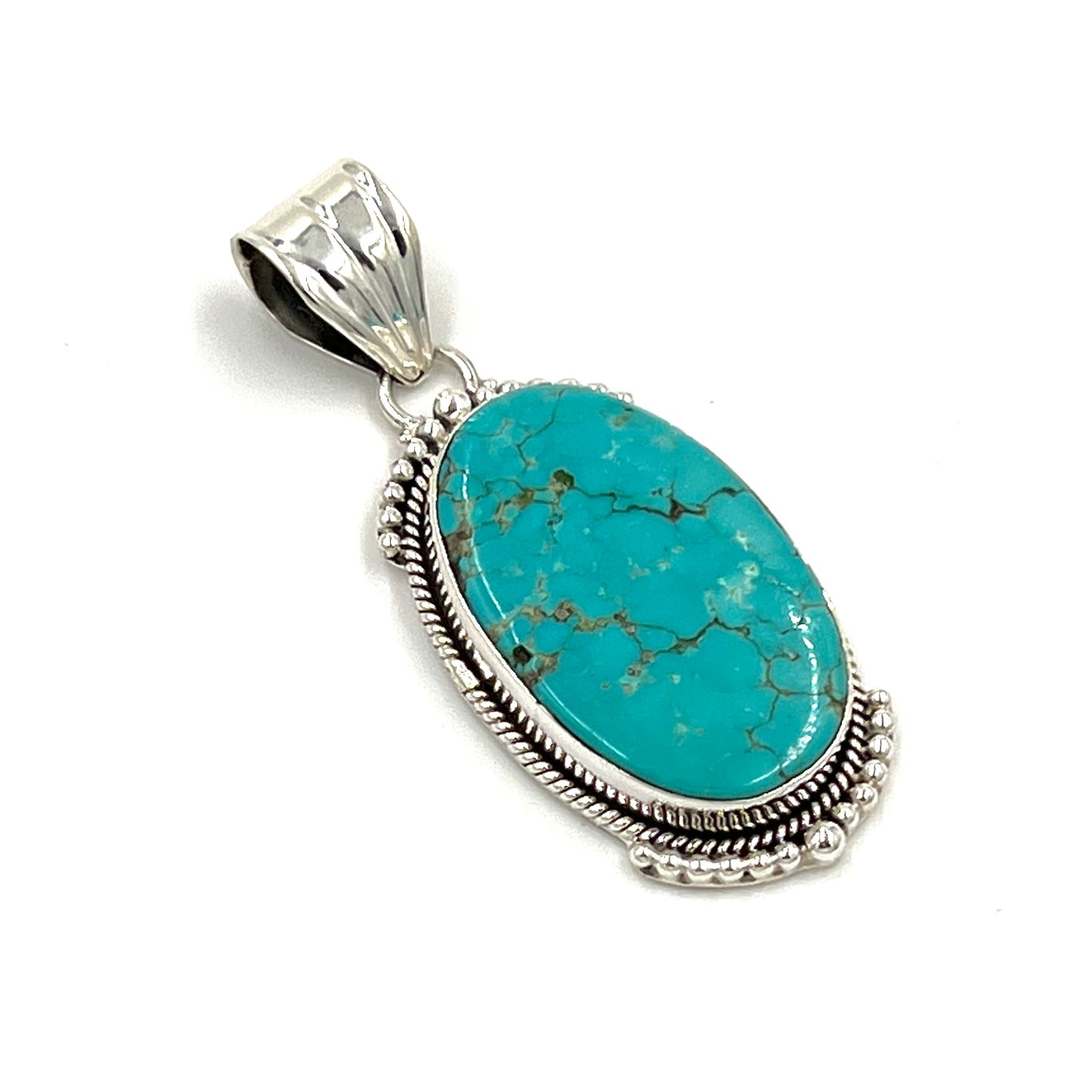 Sterling Silver Beaded Turquoise Pendants