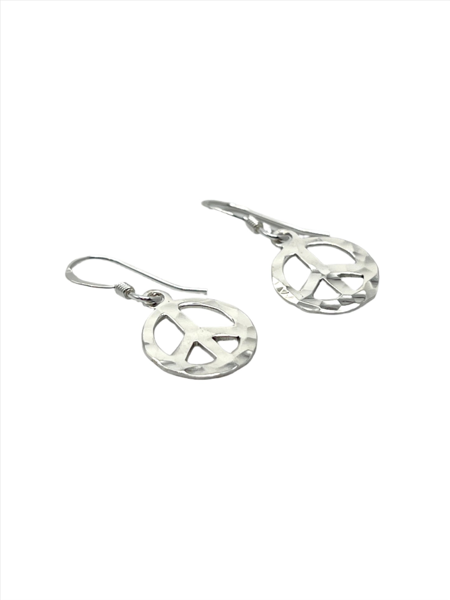 Sterling Silver Hammered Peace Earrings