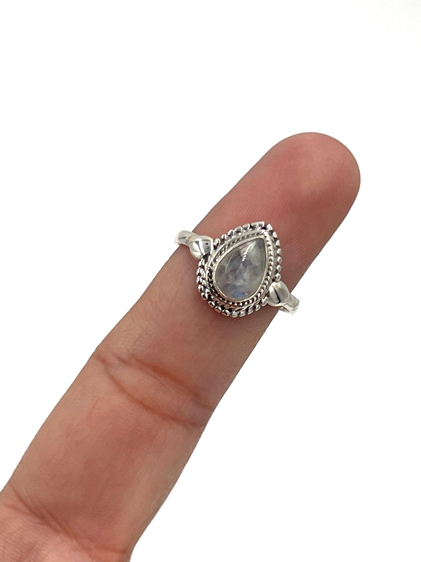 Beaded Teardrop Moonstone Ring