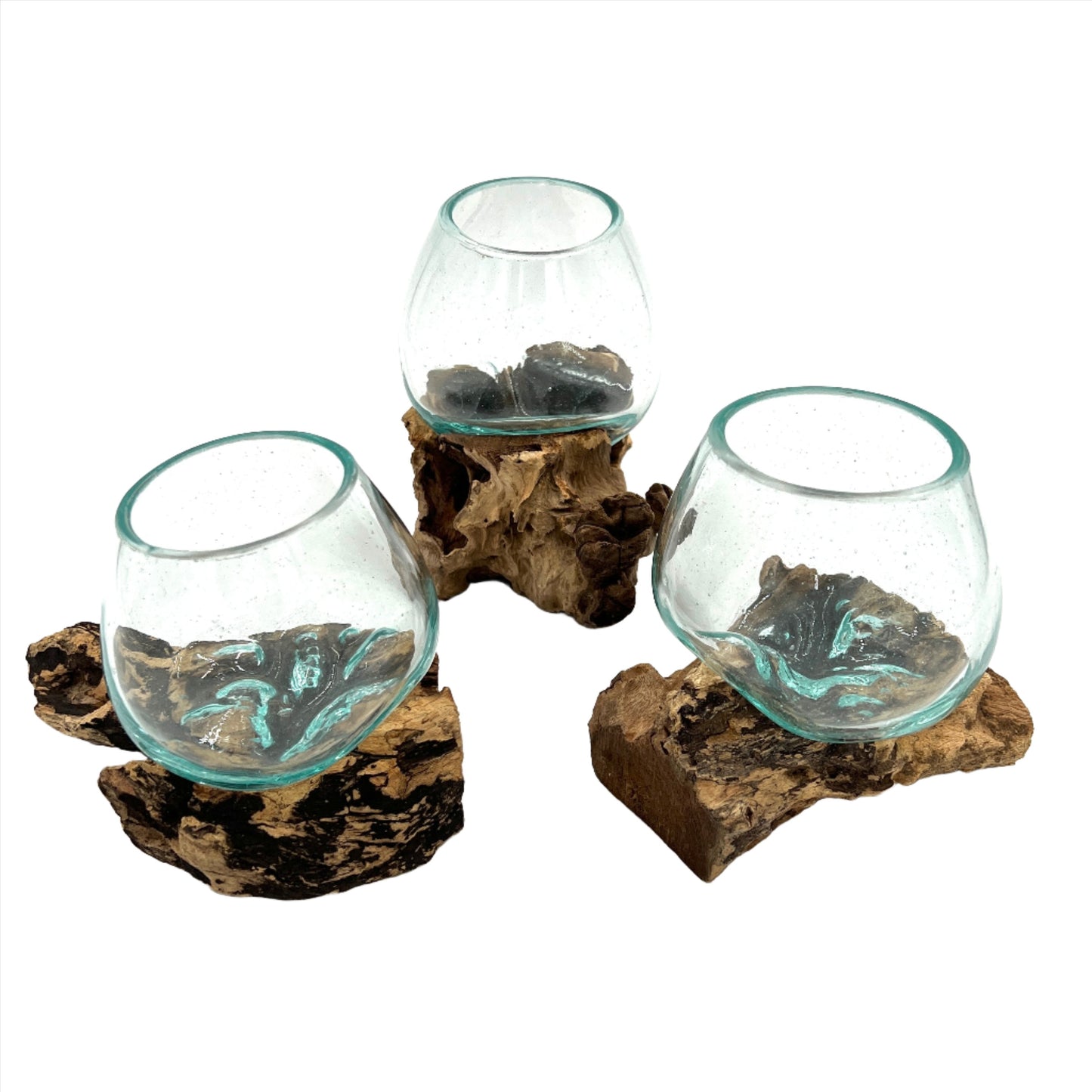 Mini Glass and Driftwood Terrariums