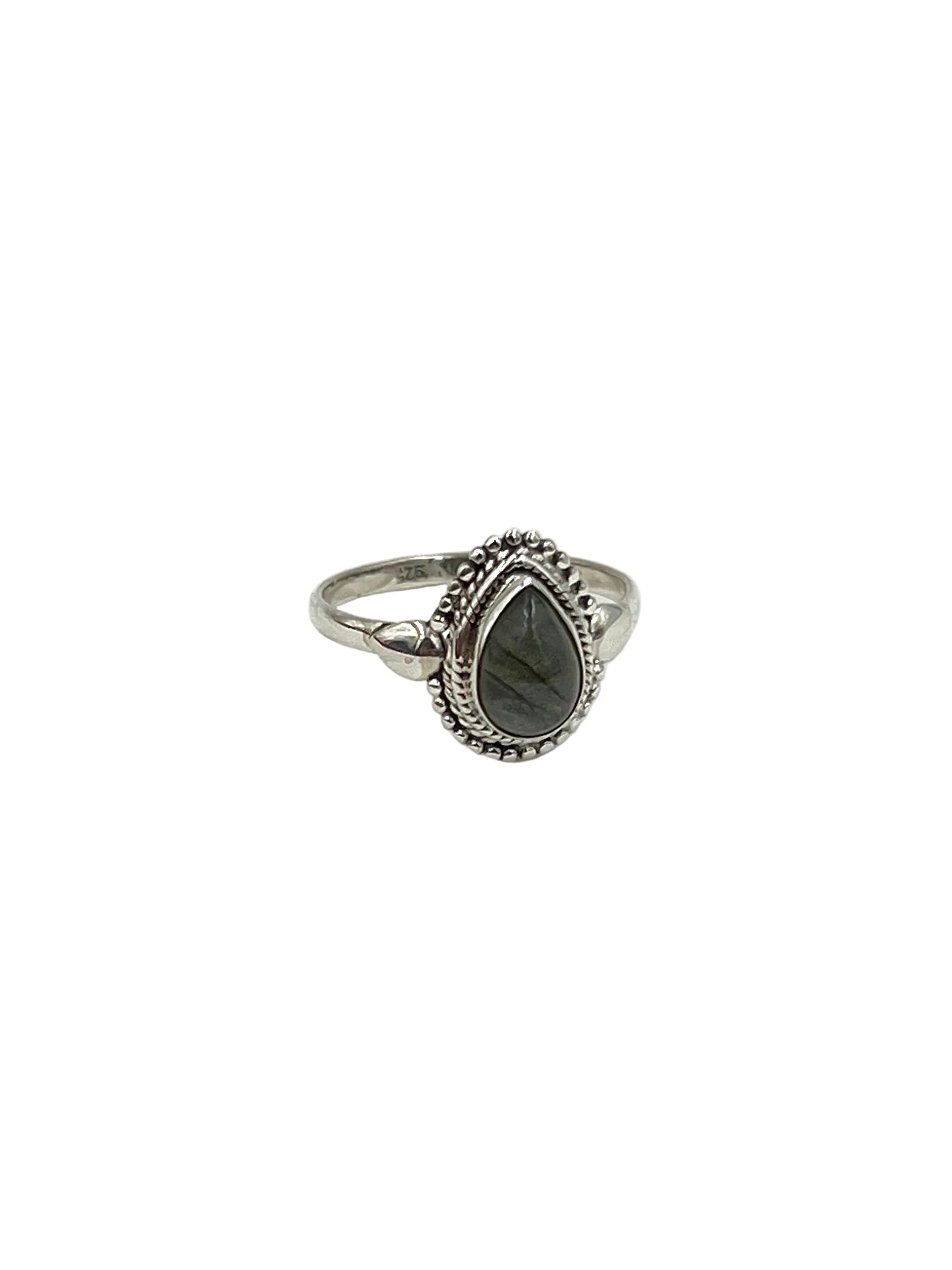 Beaded Teardrop Labradorite Ring