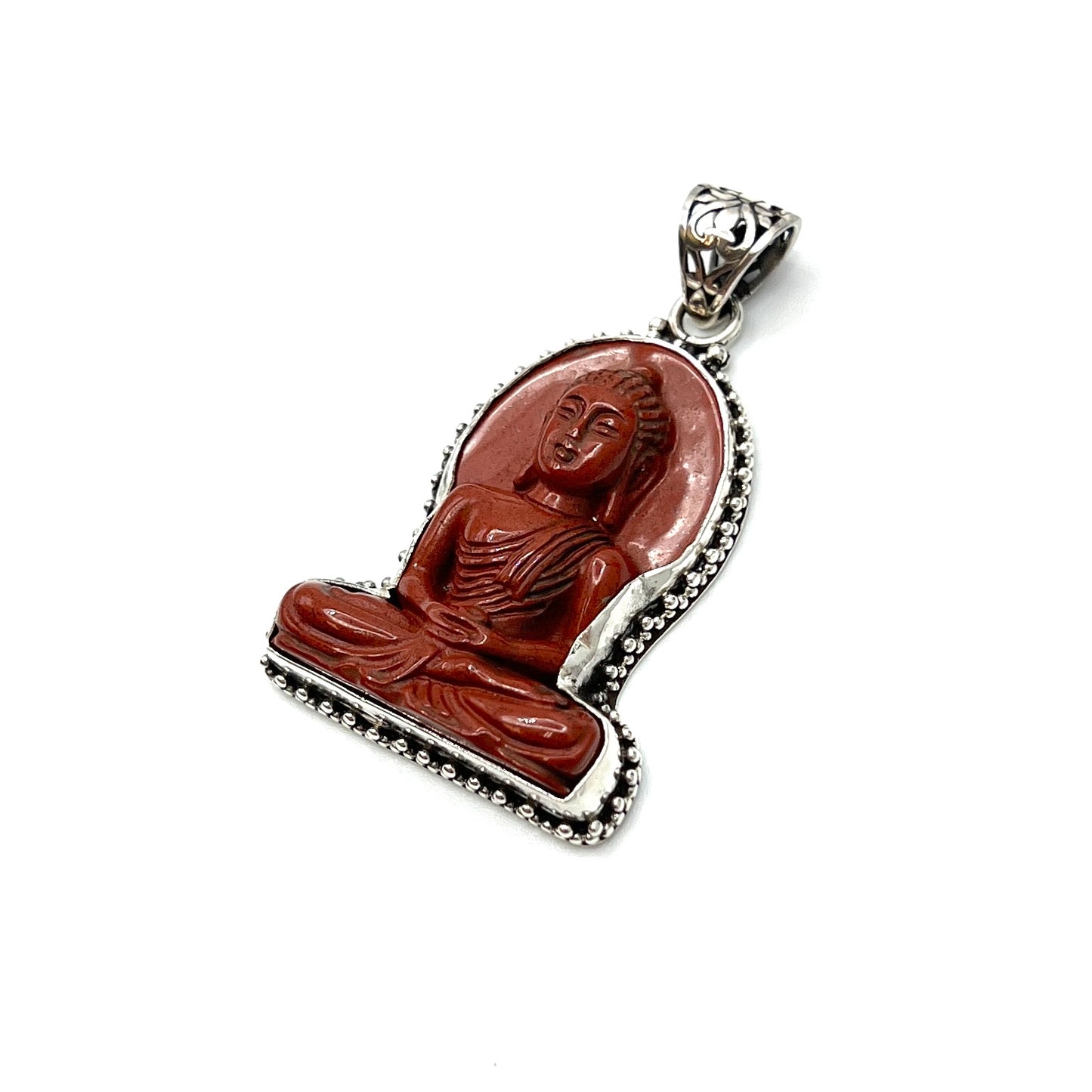 Sterling Silver Red Jasper Buddha Pendant