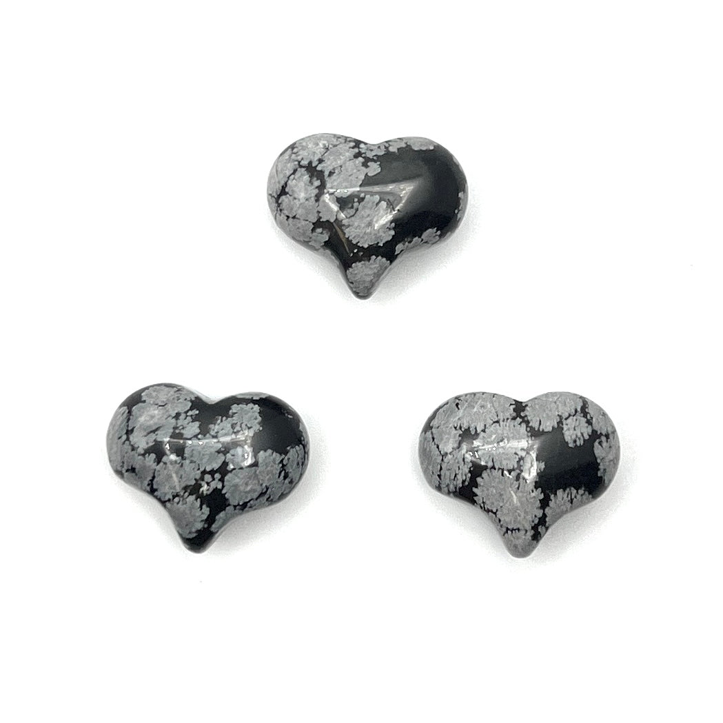 Snowflake Obsidian Puffy Hearts