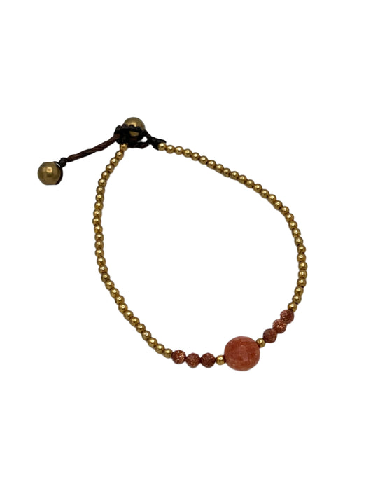 Faceted Round Gemstone Brass Bracelet