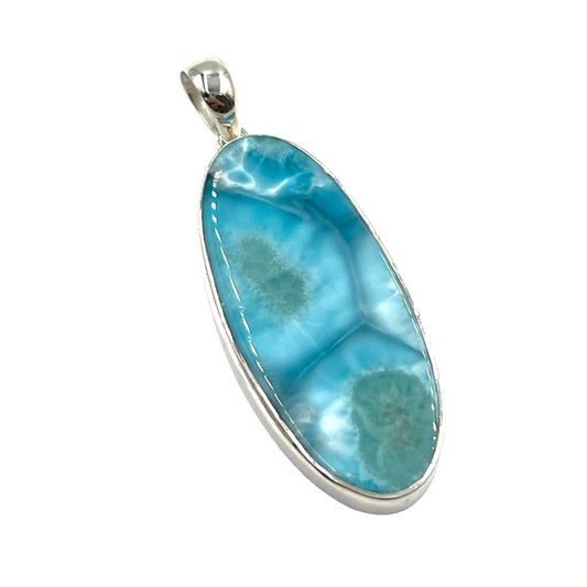 Sterling Silver Oval Larimar Pendants