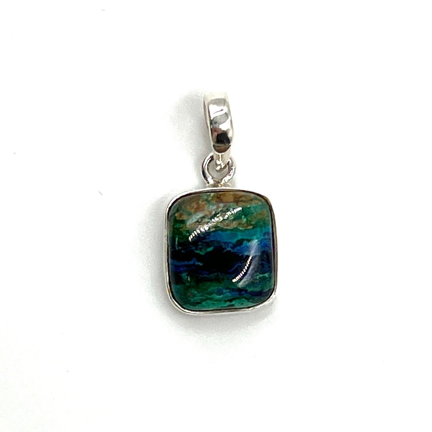 Sterling Silver Azurite Malachite Rectangle Pendants