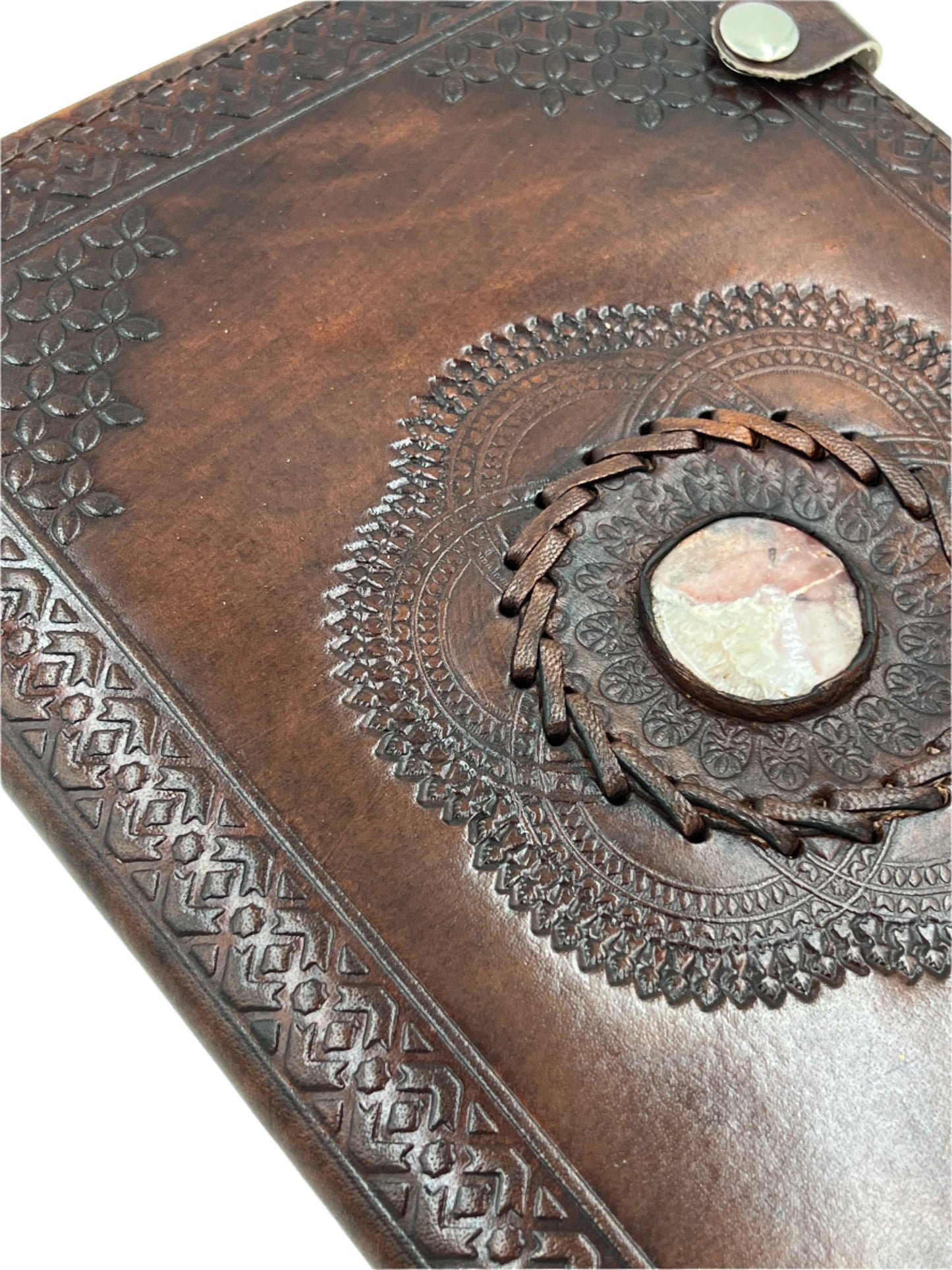 Camel Leather Gemstone Journal | Lotus | 10" x 7" x 1/2"