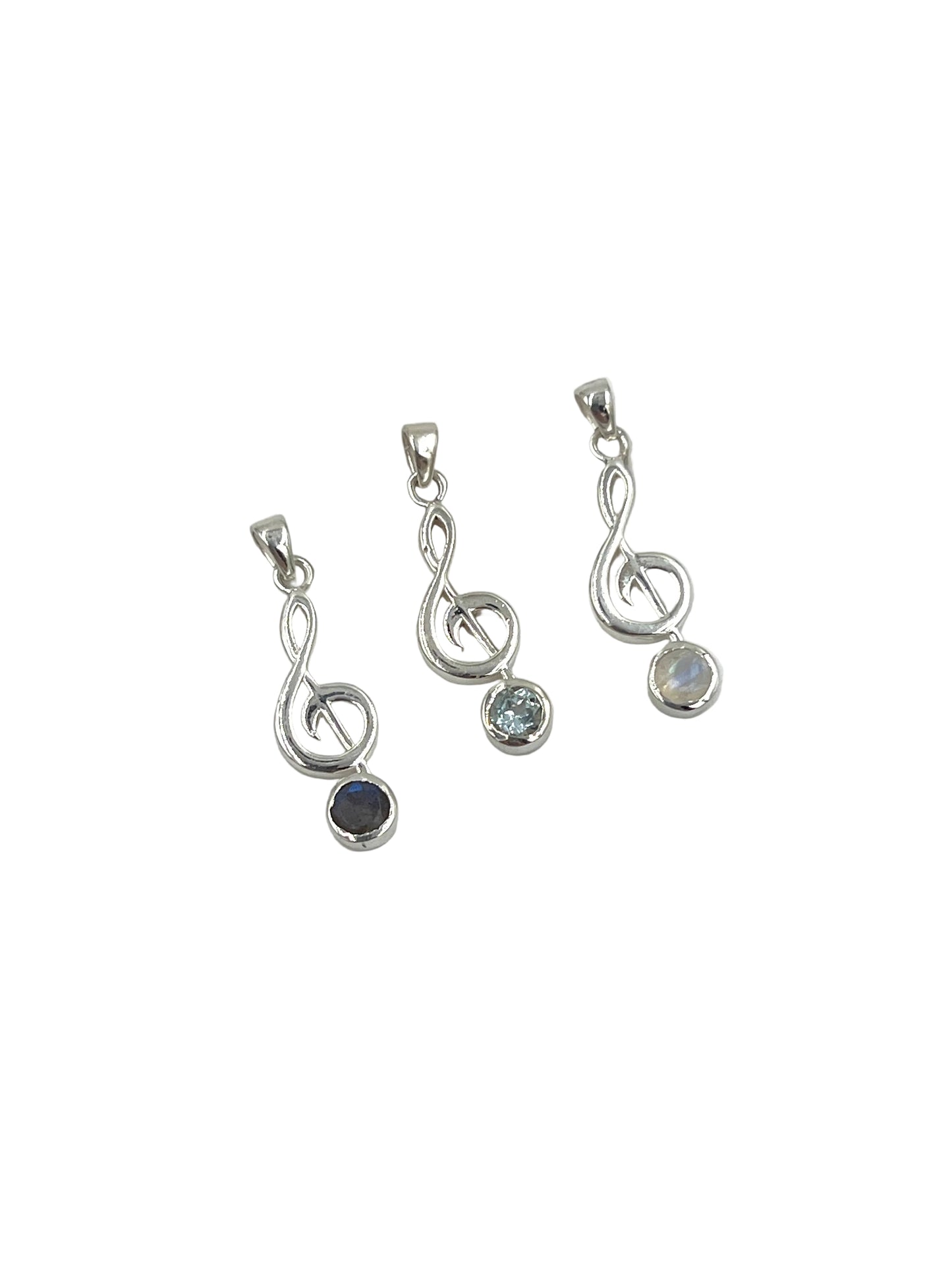 Gemstone Treble Clef Pendants