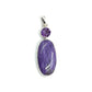 Sterling Silver Amethyst & Charoite Oval Pendants