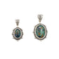 Sterling Silver Beaded Azurite & Malachite Oval Pendants