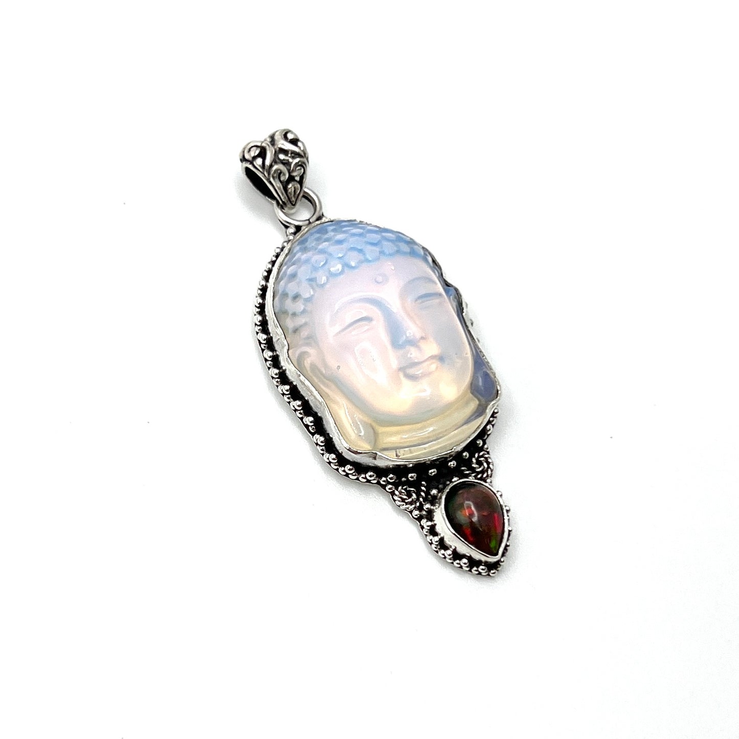 Opalite & Opal Buddha Head Pendant