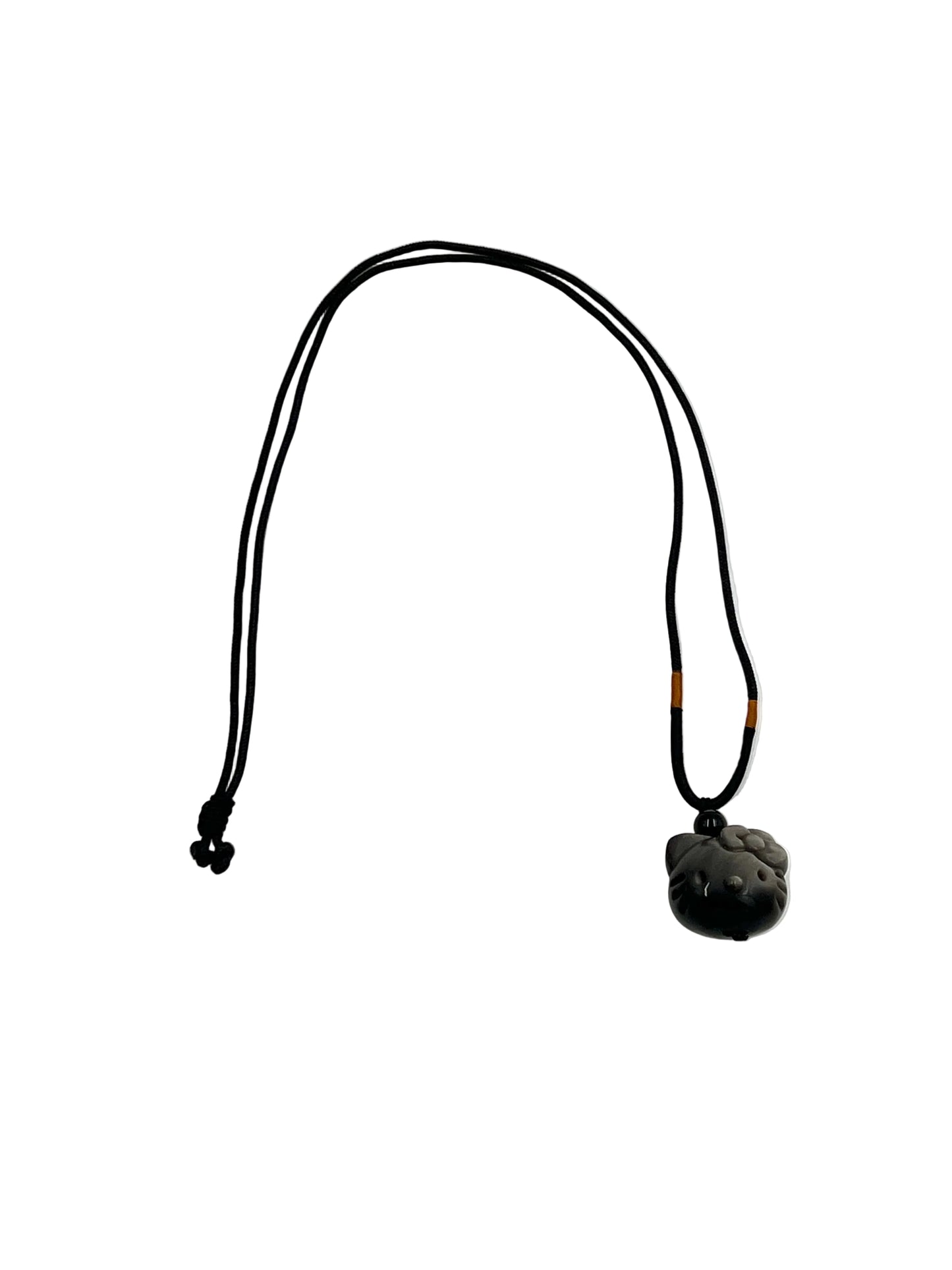 Silver Sheen Obsidian Hello Kitty Necklace