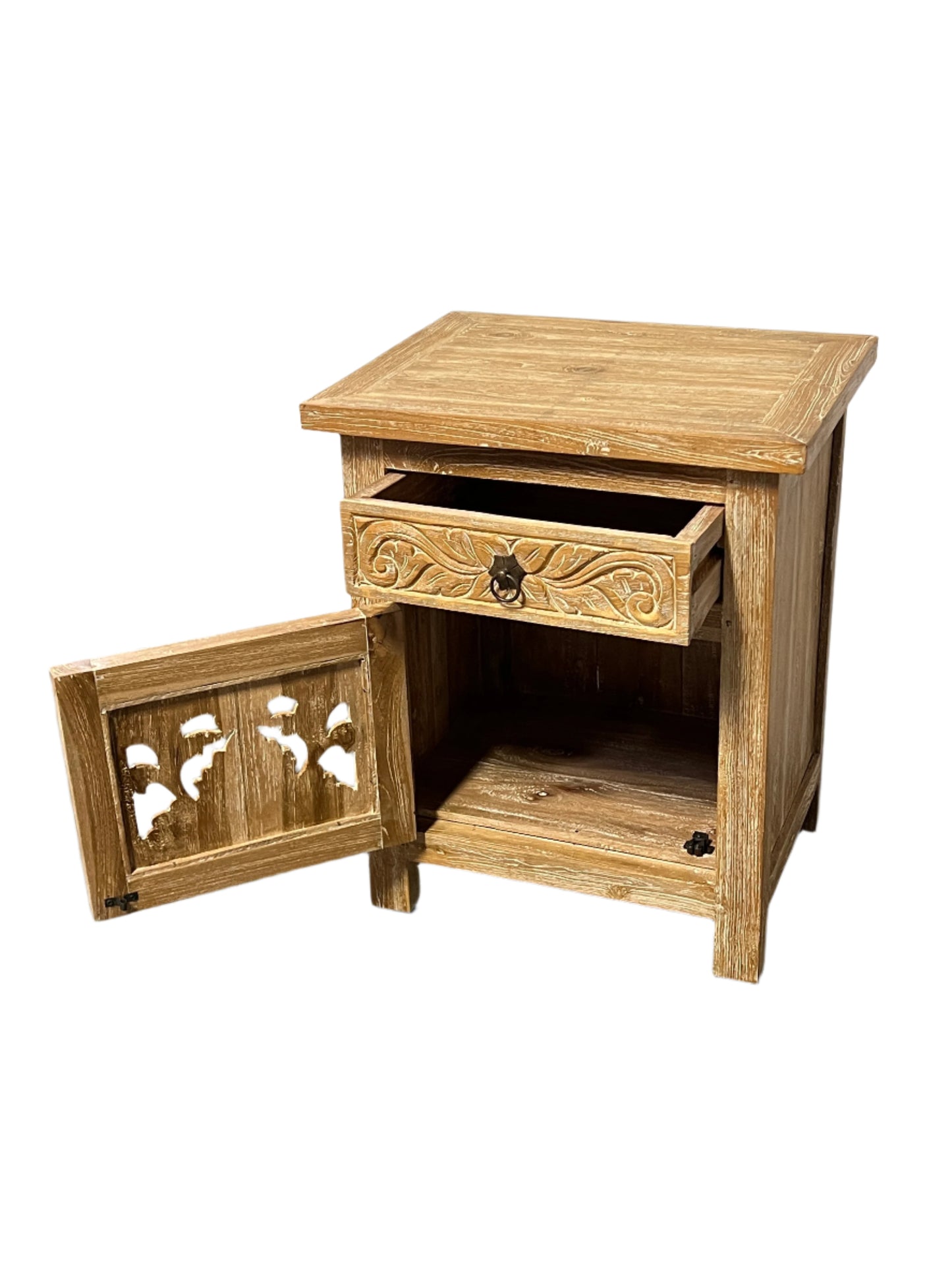 White Washed Teakwood Night Stands