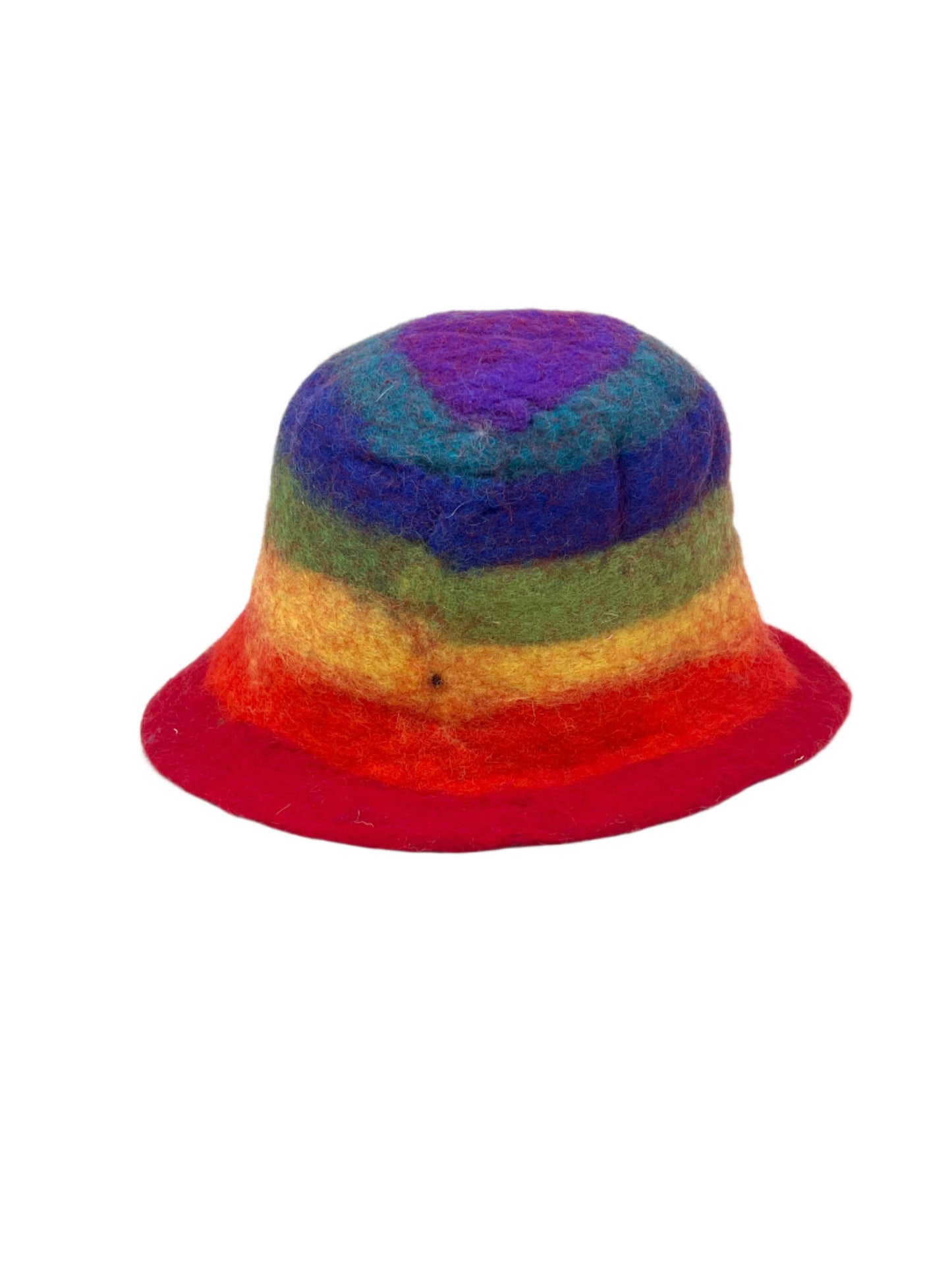 Hand felted Rainbow Striped Wool Hats