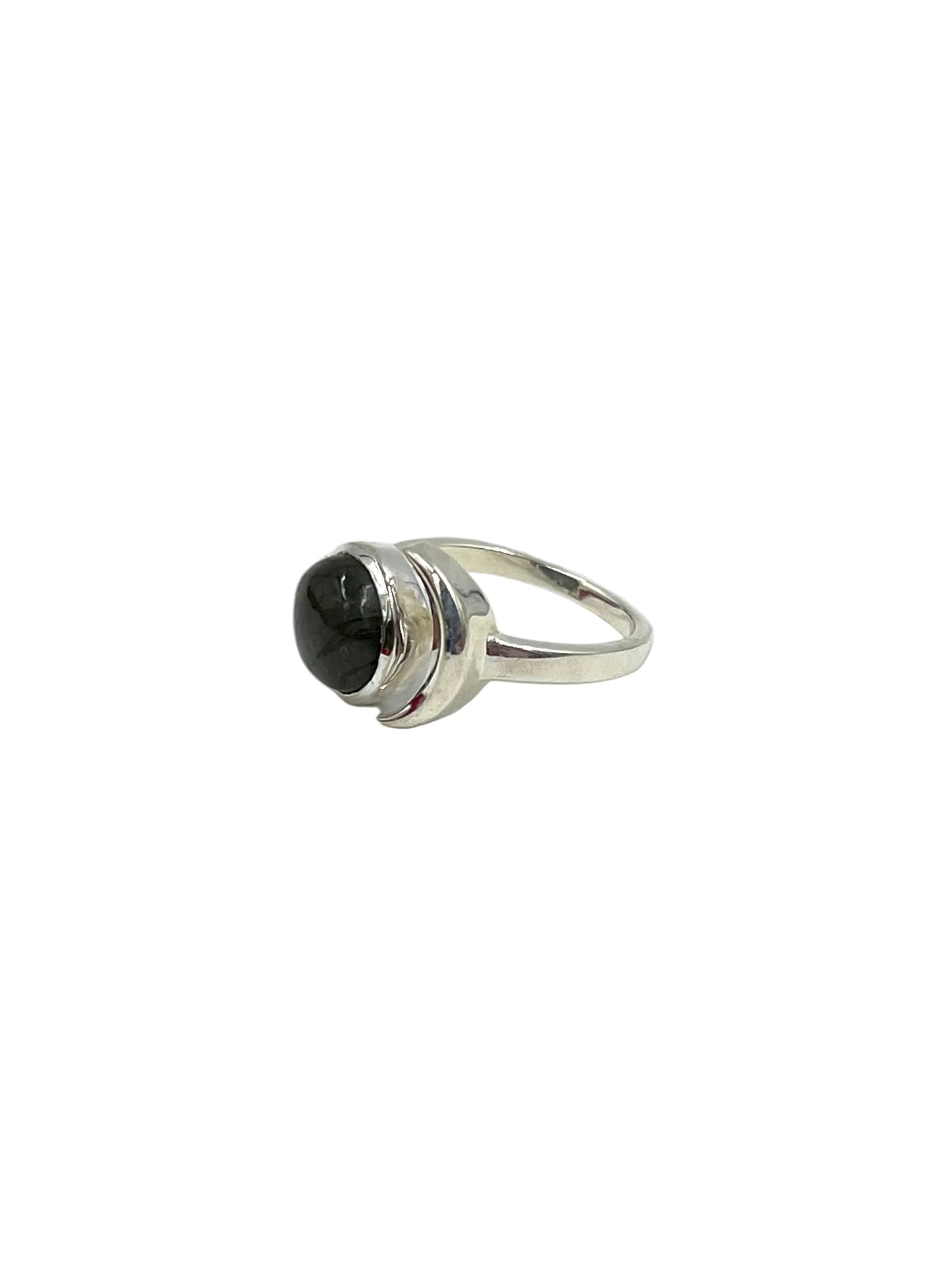 Crescent Moon Labradorite Ring