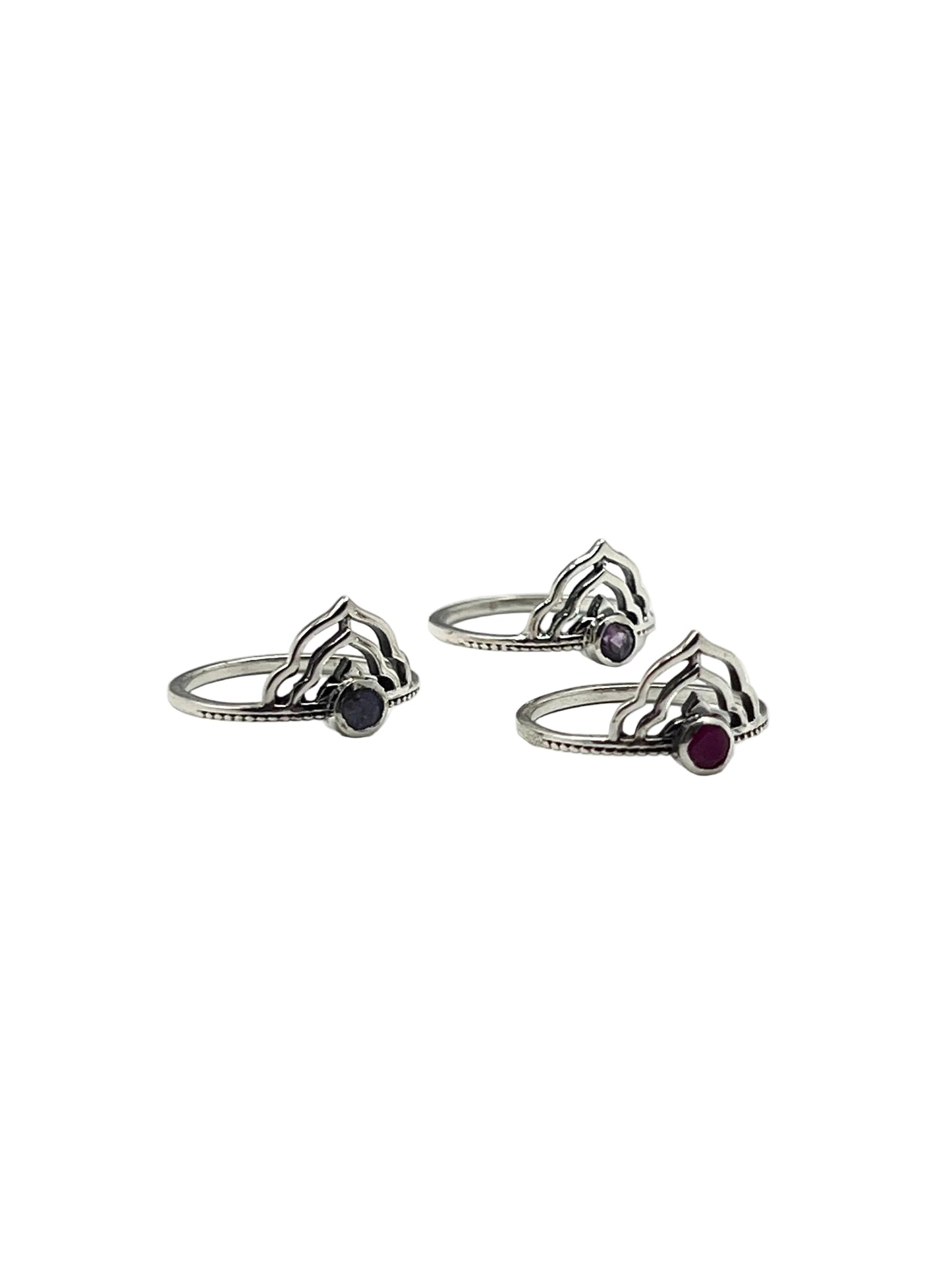 Lotus Crown Gemstone Rings