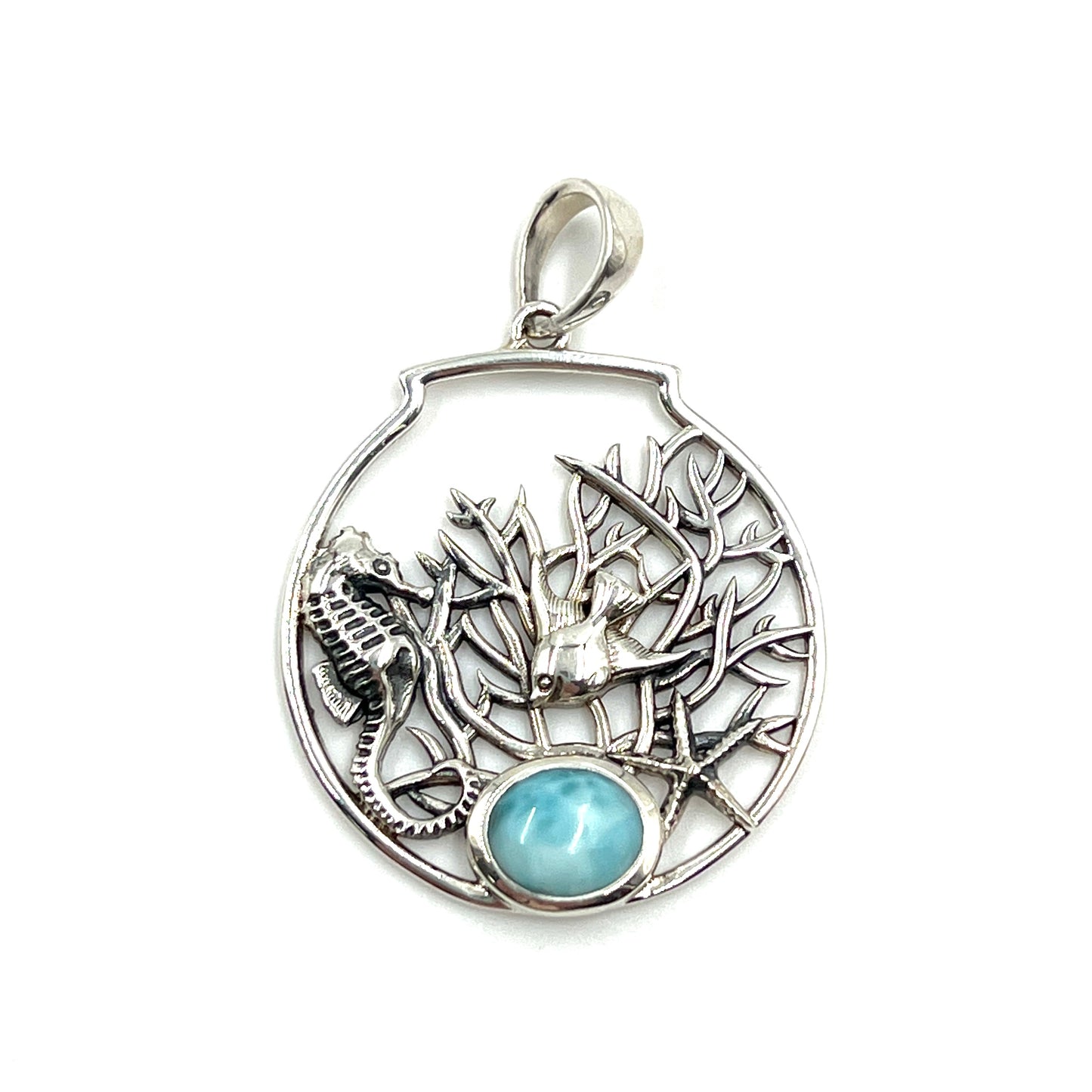Sterling Silver Sea Creature Larimar Pendants