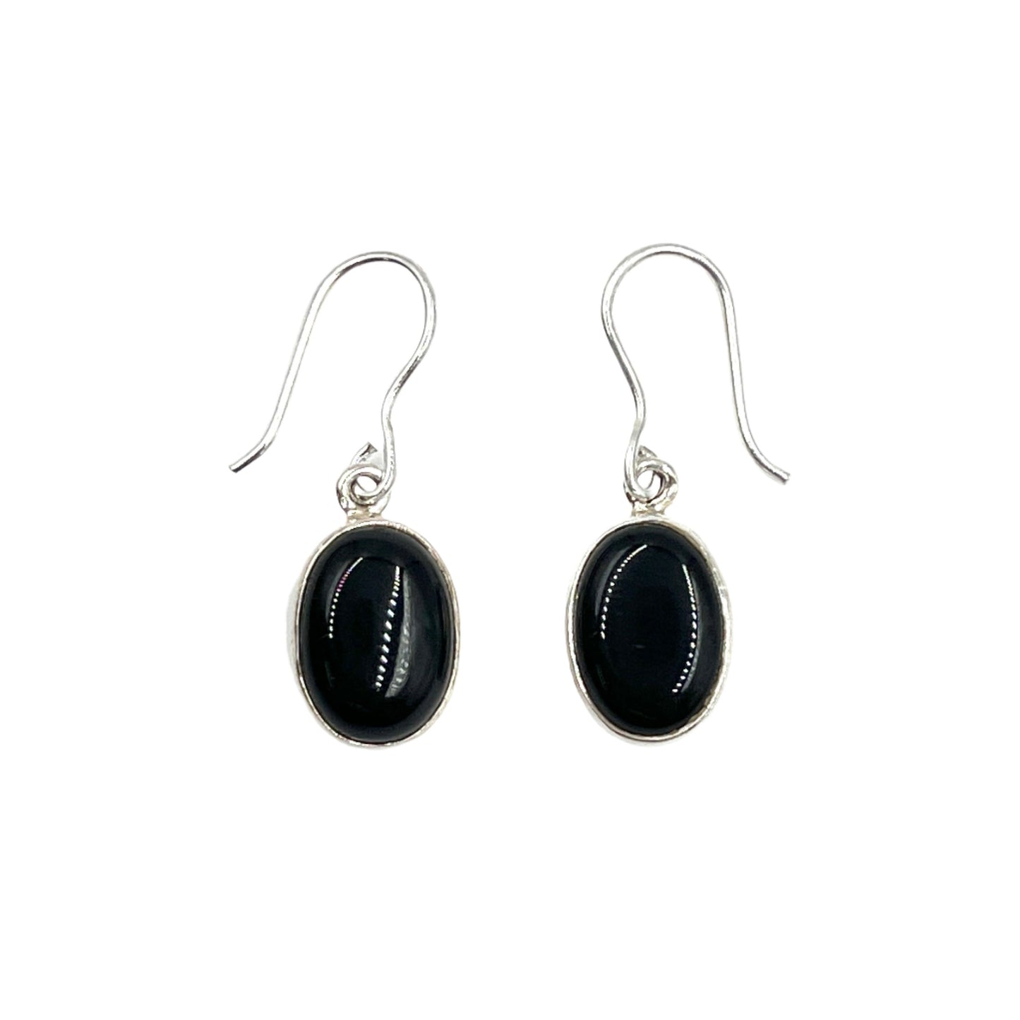 Sterling Silver Oval Onyx Earrings