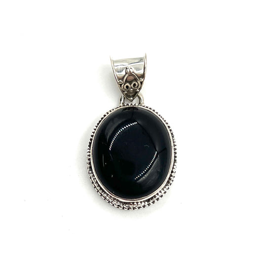 Onyx Filigree Oval Pendants