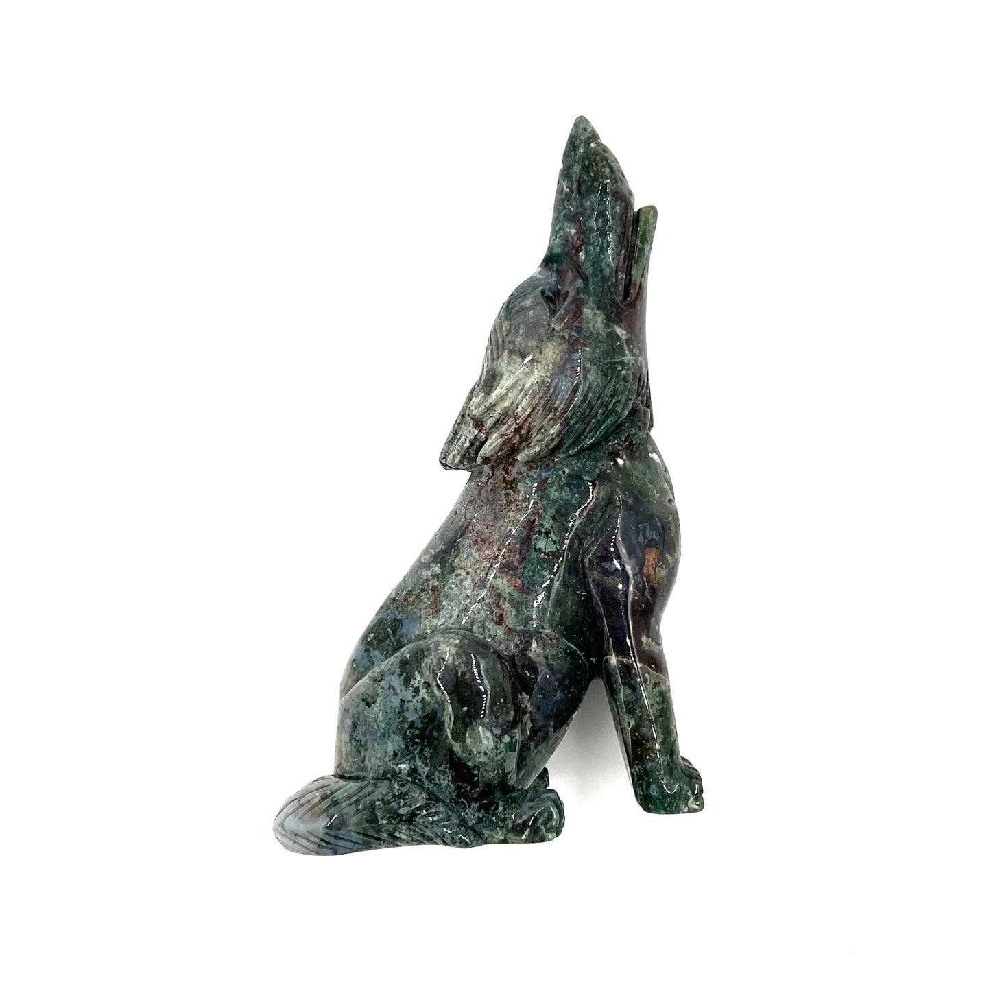 Moss Agate Howling Wolves