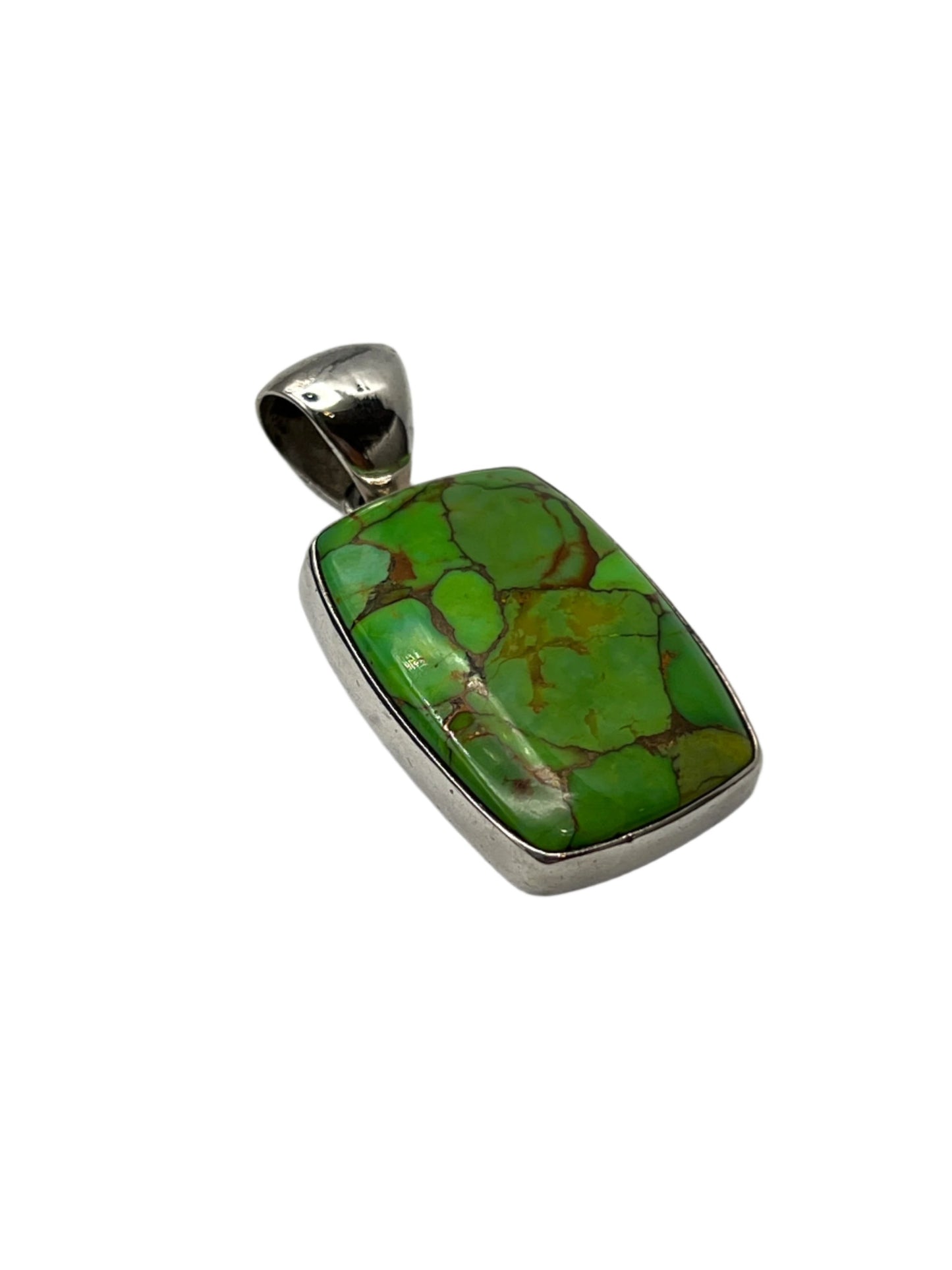 Sterling Silver Square Green Turquoise Pendant