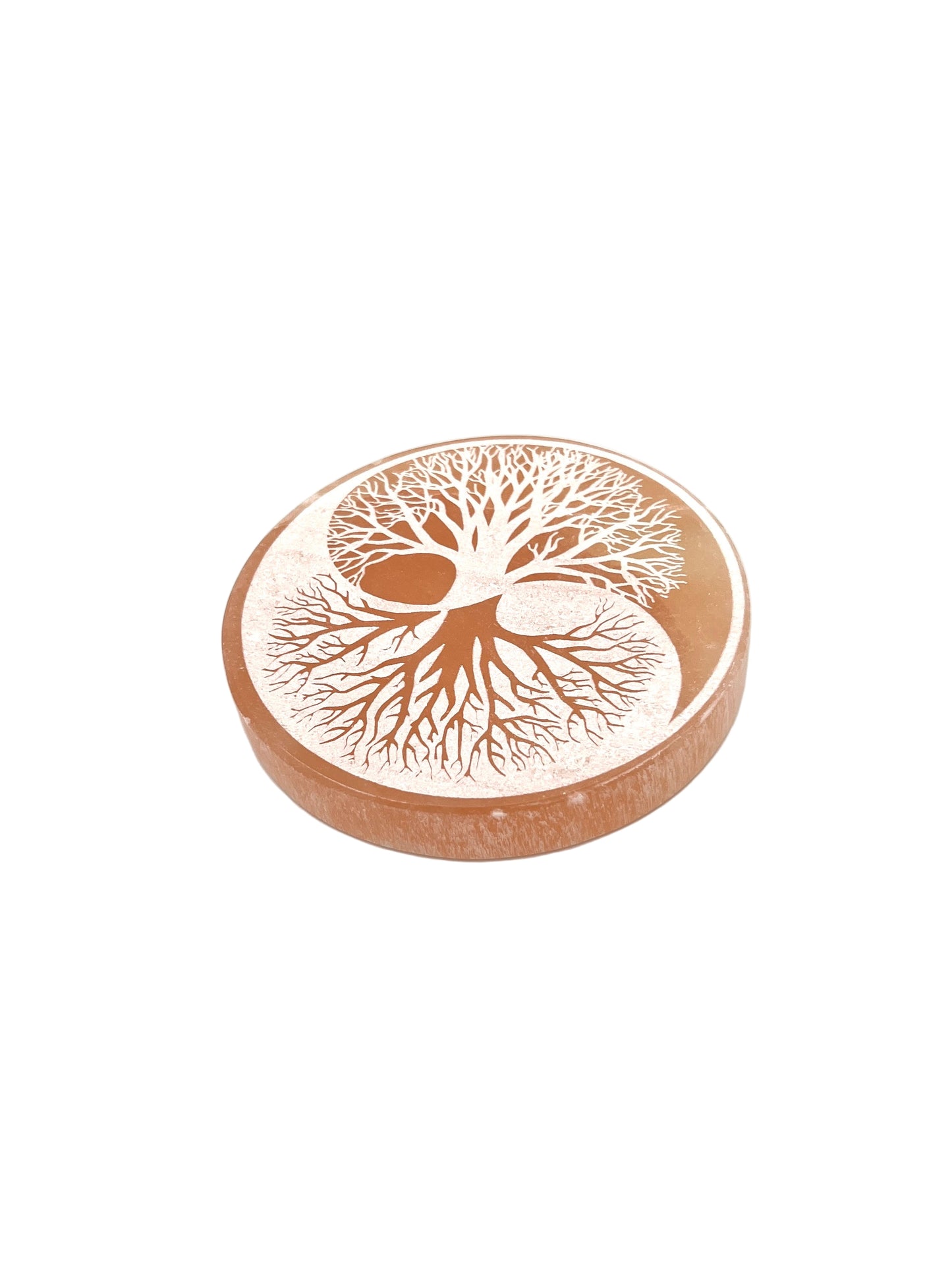 Yin Yang Tree of Life Peach Selenite Tiles