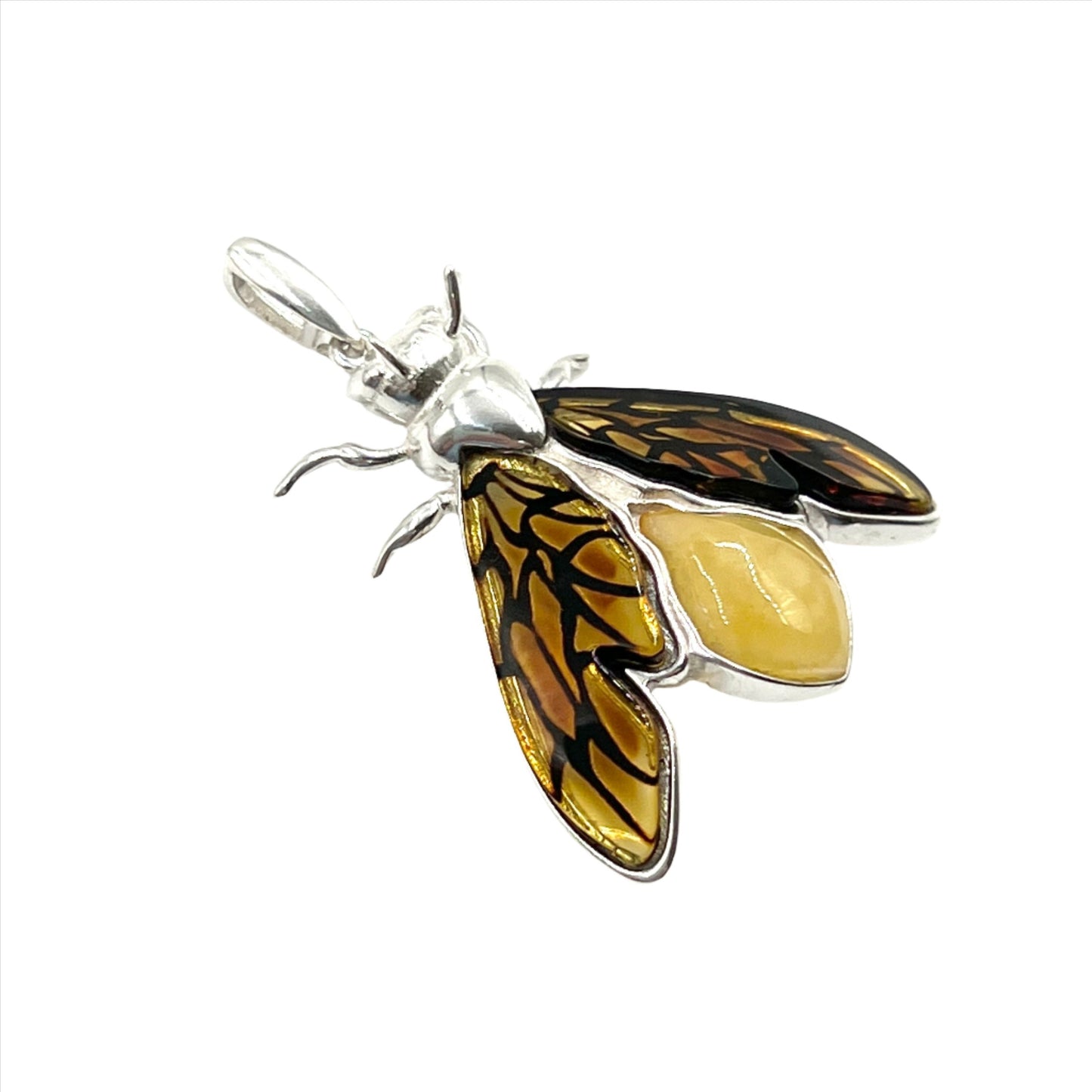 Sterling Silver Amber Queen Bee Pendant