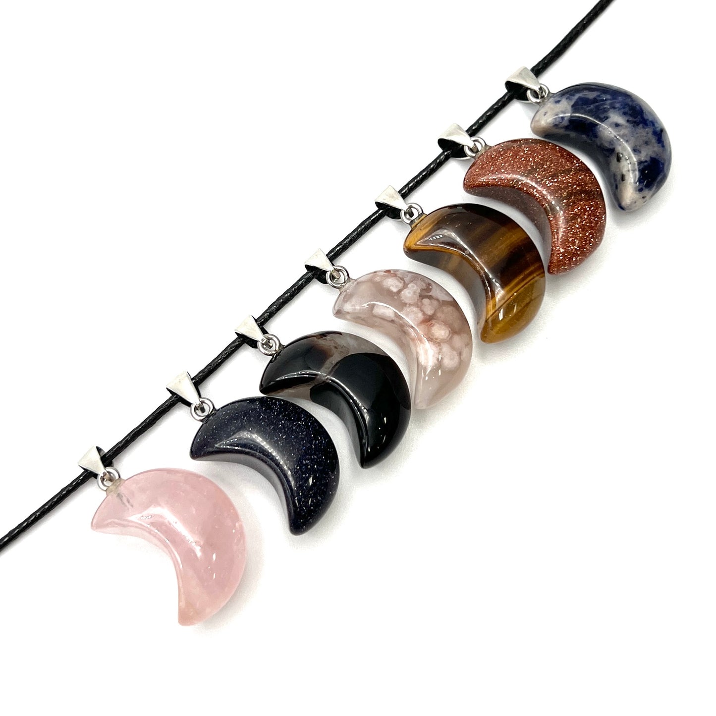 Gemstone Moon Pendants