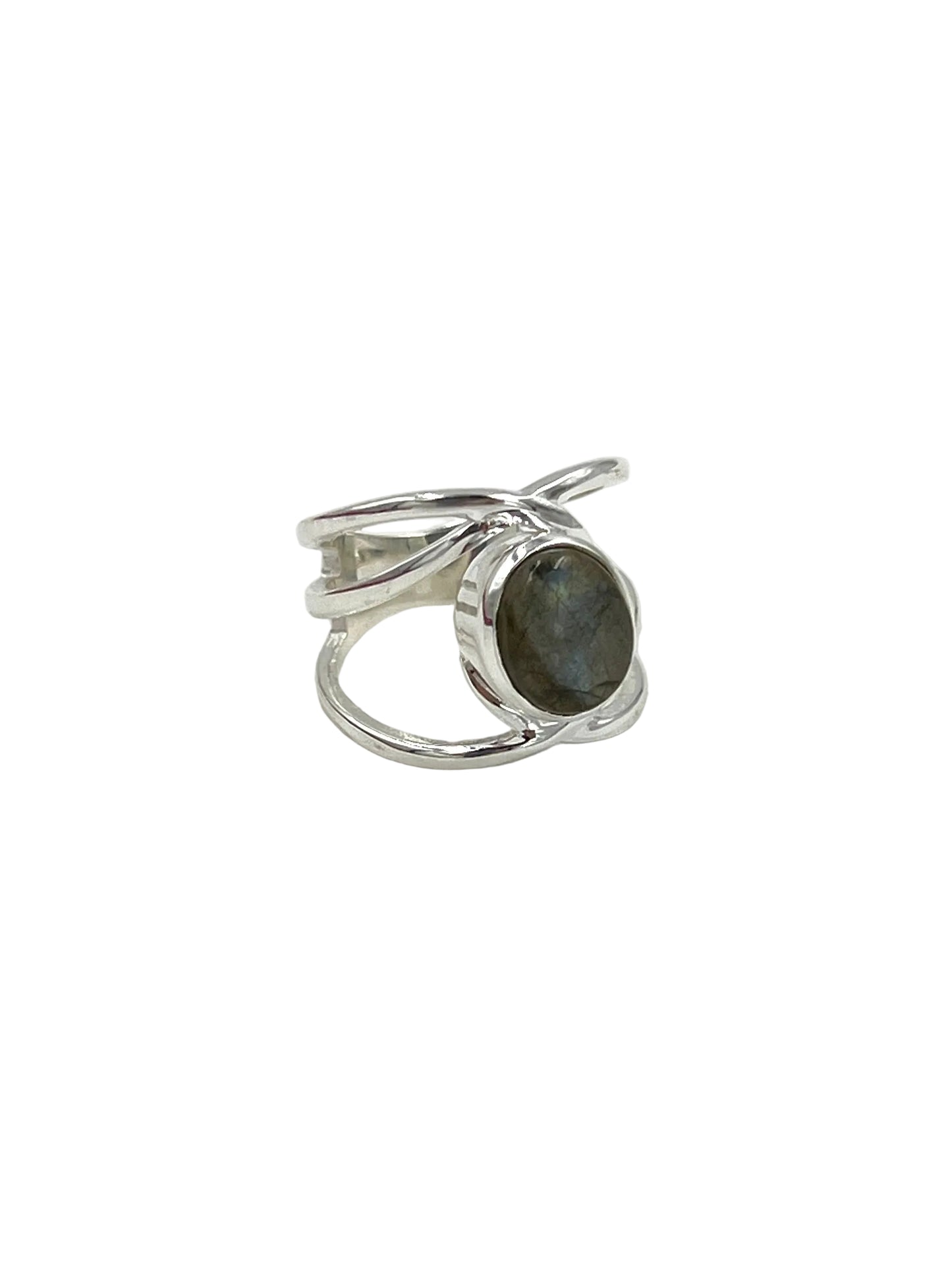 Oval Labradorite Wavy Ring
