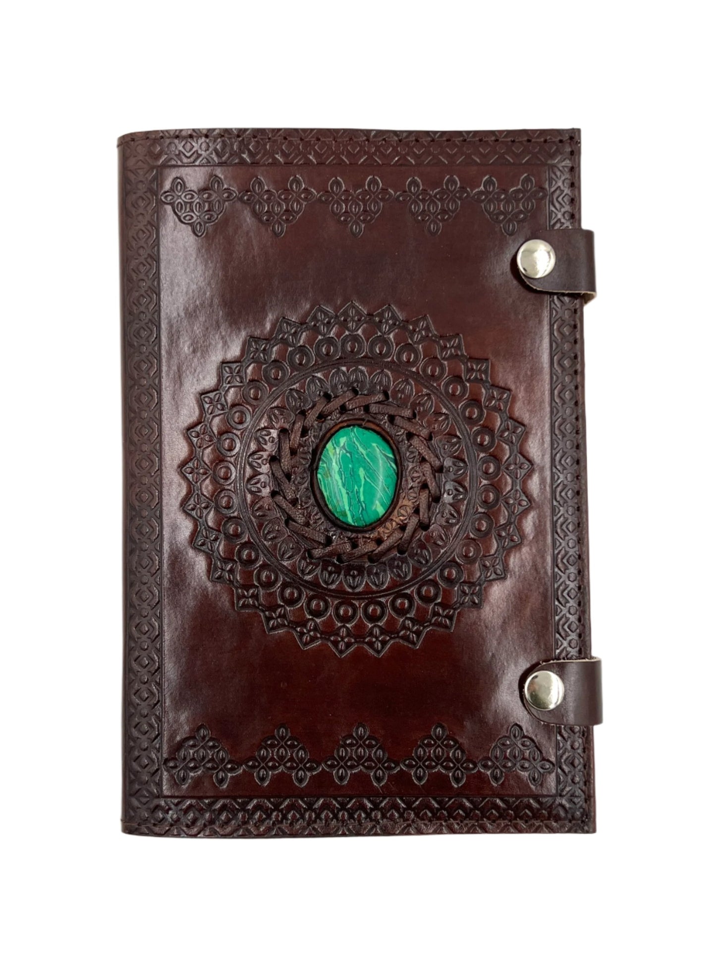 Camel Leather Gemstone Journal | Mandala | 9" x 6" x 1/2"