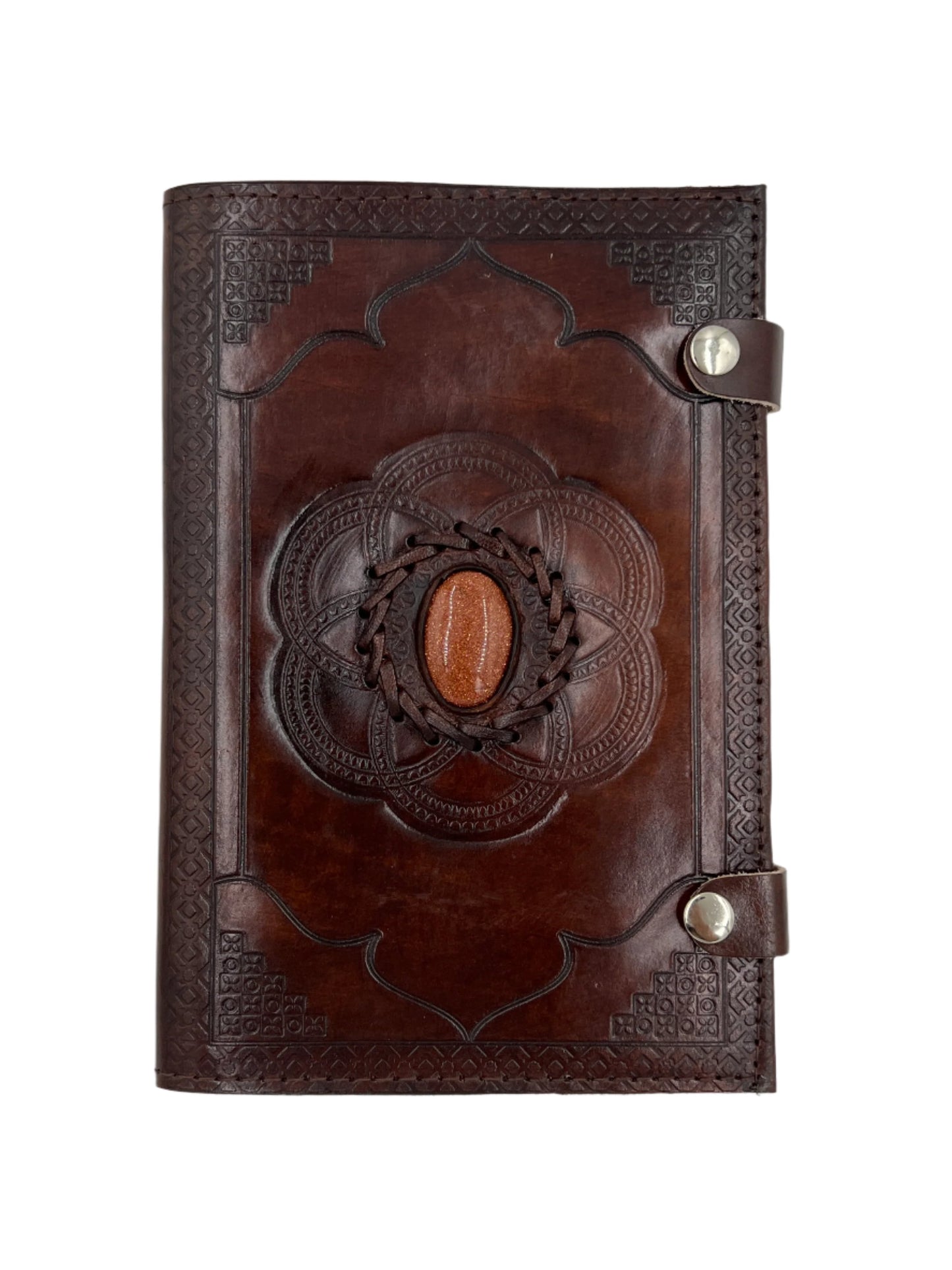 Camel Leather Gemstone Journal | Lotus | 9" x 6" x 1/2"