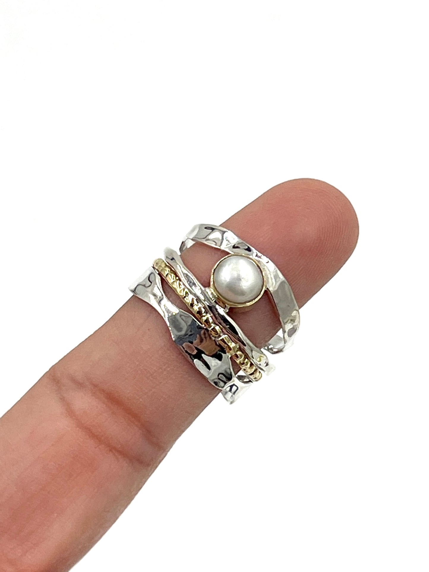 Multi Metal Pearl Ring