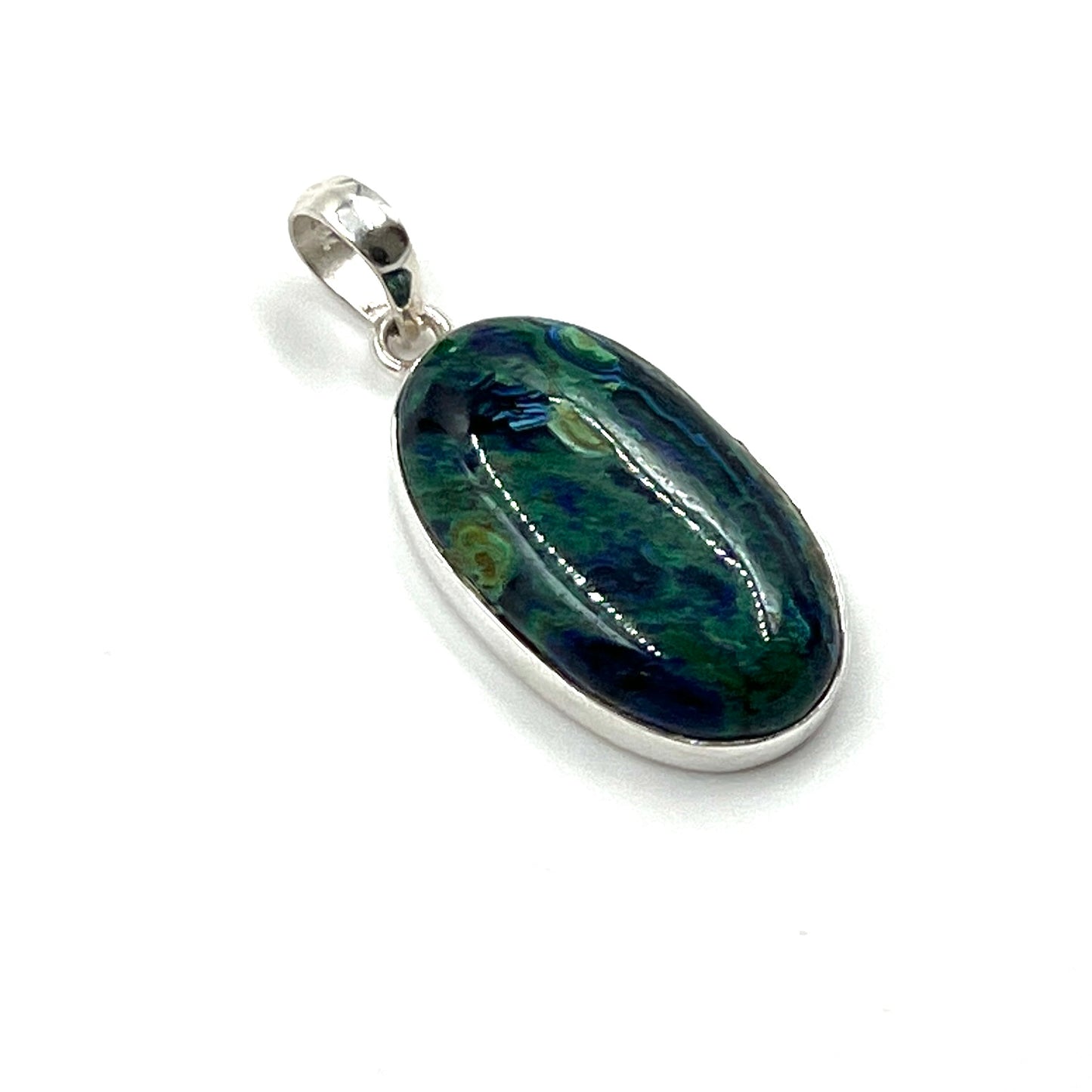 Sterling Silver Azurite Malachite Oval Pendants