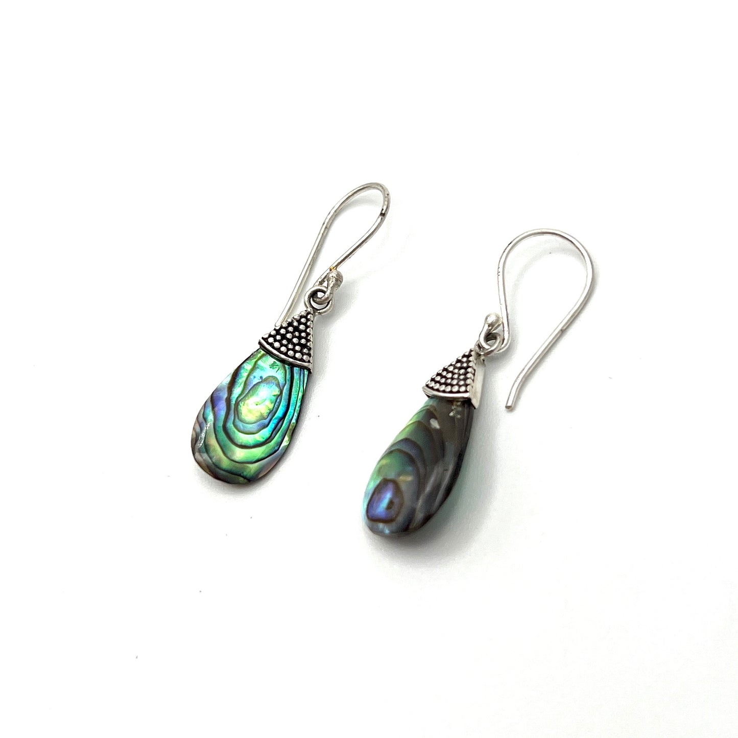 Sterling Silver Teardrop Filigree Abalone Earrings