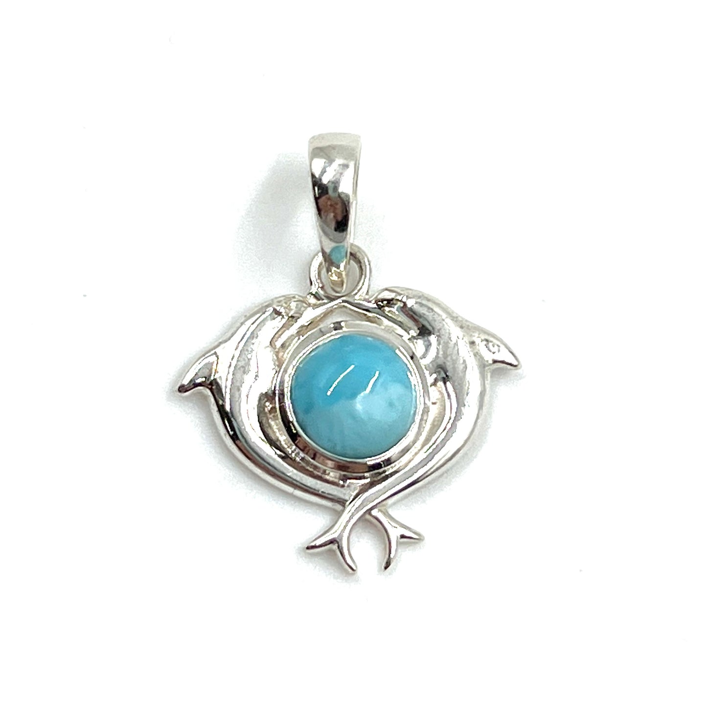 Sterling Silver Dolphin Larimar Pendants