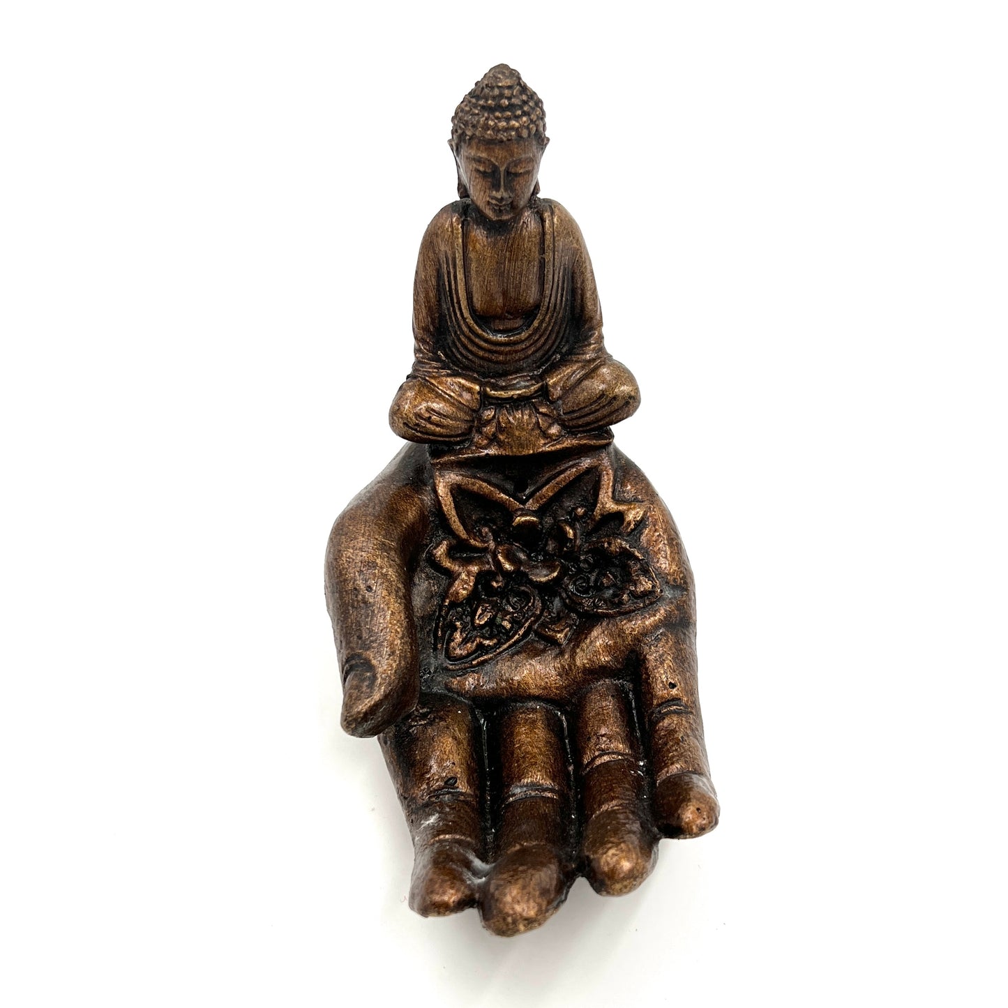 Resin Buddha Incense Burner on Mandala Hand