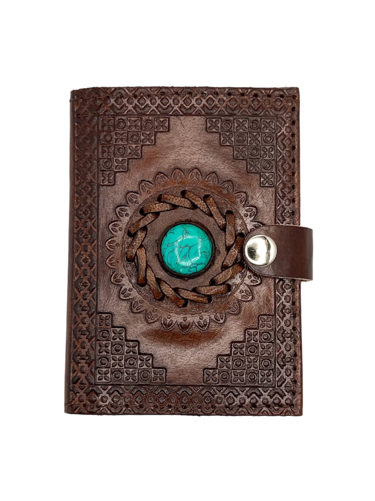 Camel Leather Gemstone Journal | Mandala | 5" x 3.5" x 1/2"