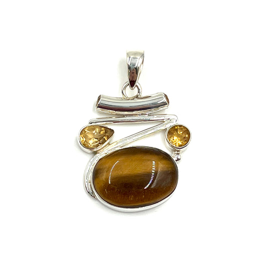 Sterling Silver Tri Gemstone Pendants