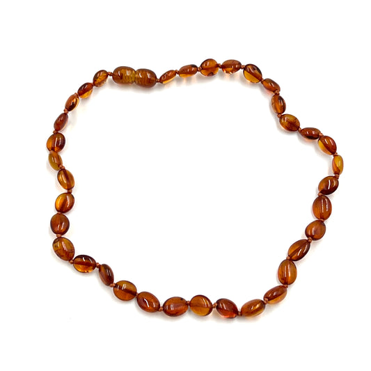 Hand Knotted Amber Baby Teething Necklaces Honey Oval