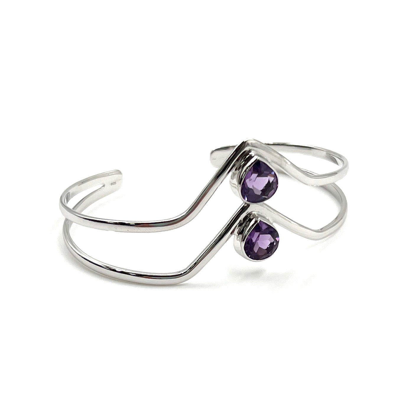 Sterling Silver Double Stone Cuff
