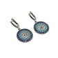 Silver Evil Eye Flat Dangle Earrings