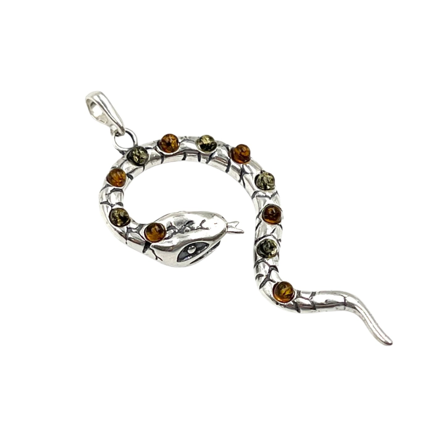 Sterling Silver Amber Snake Pendants