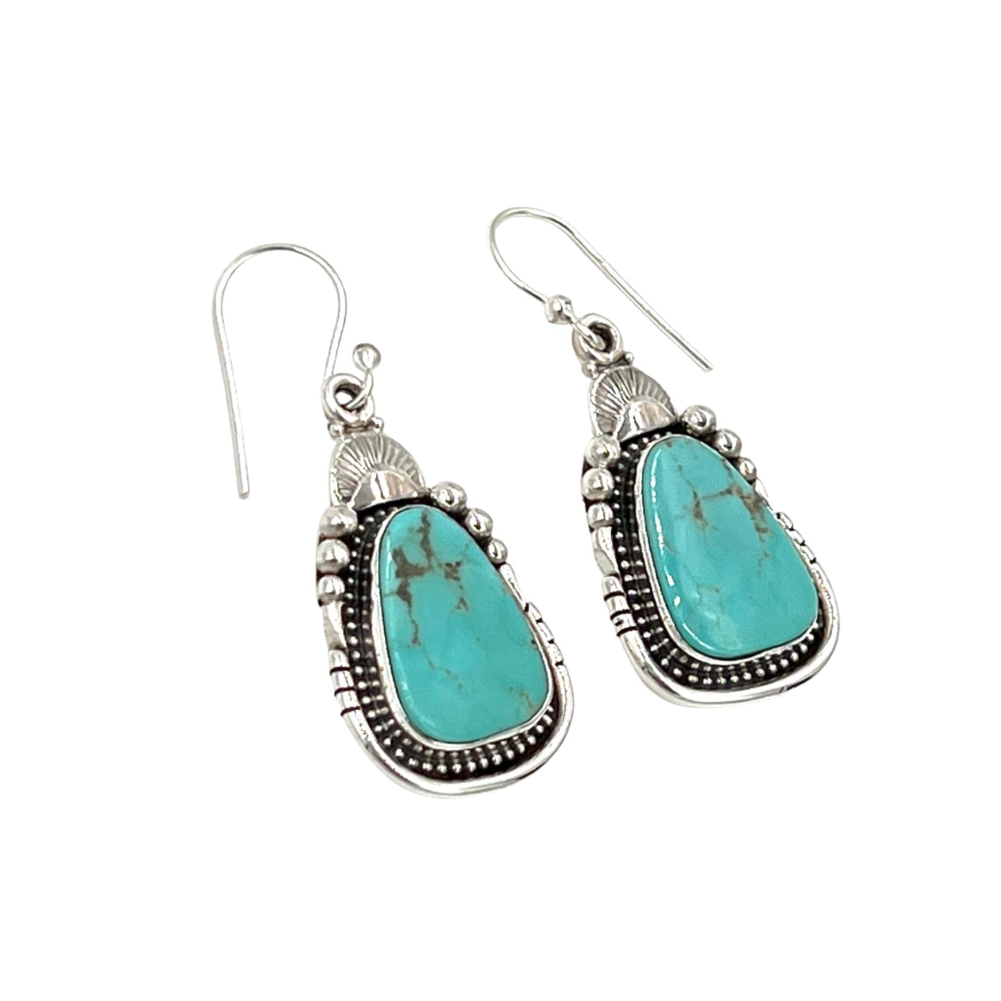 Sterling Silver Turquoise Teardrop Earrings