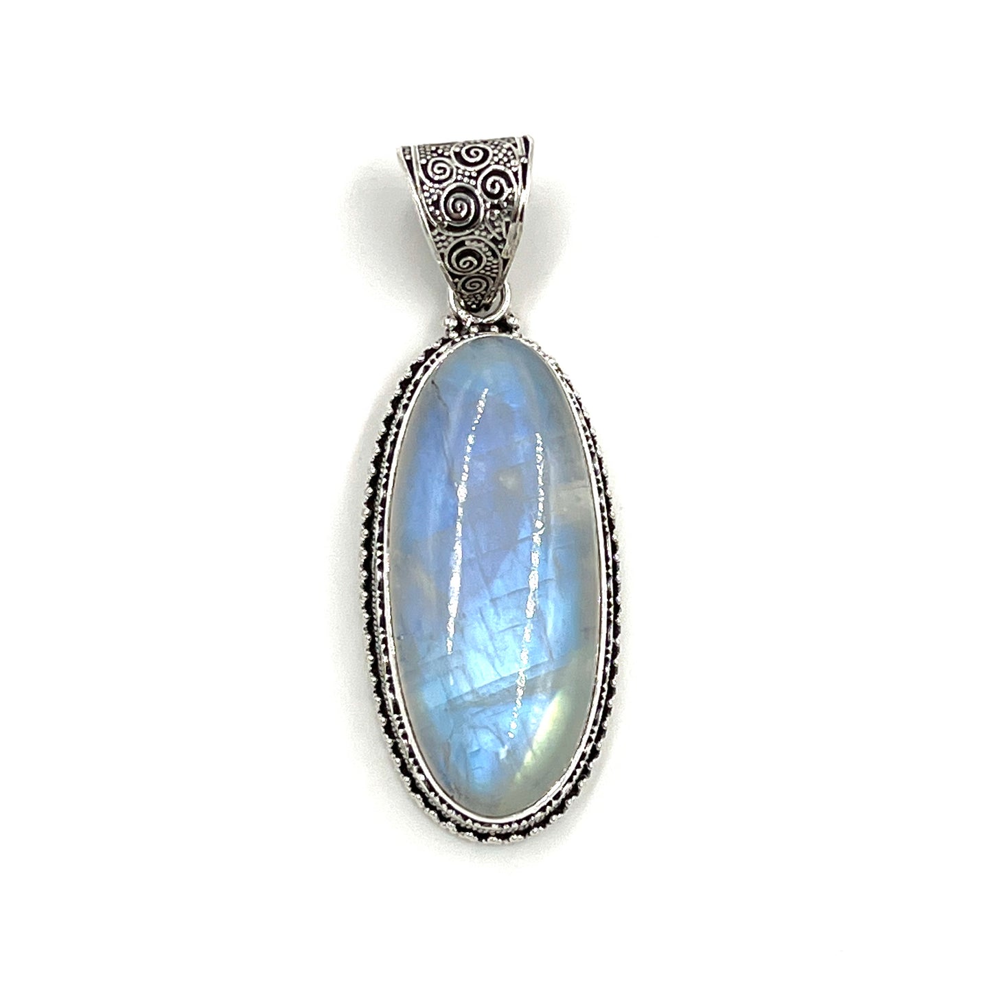 Sterling Silver Filigree Oval Moonstone Pendants