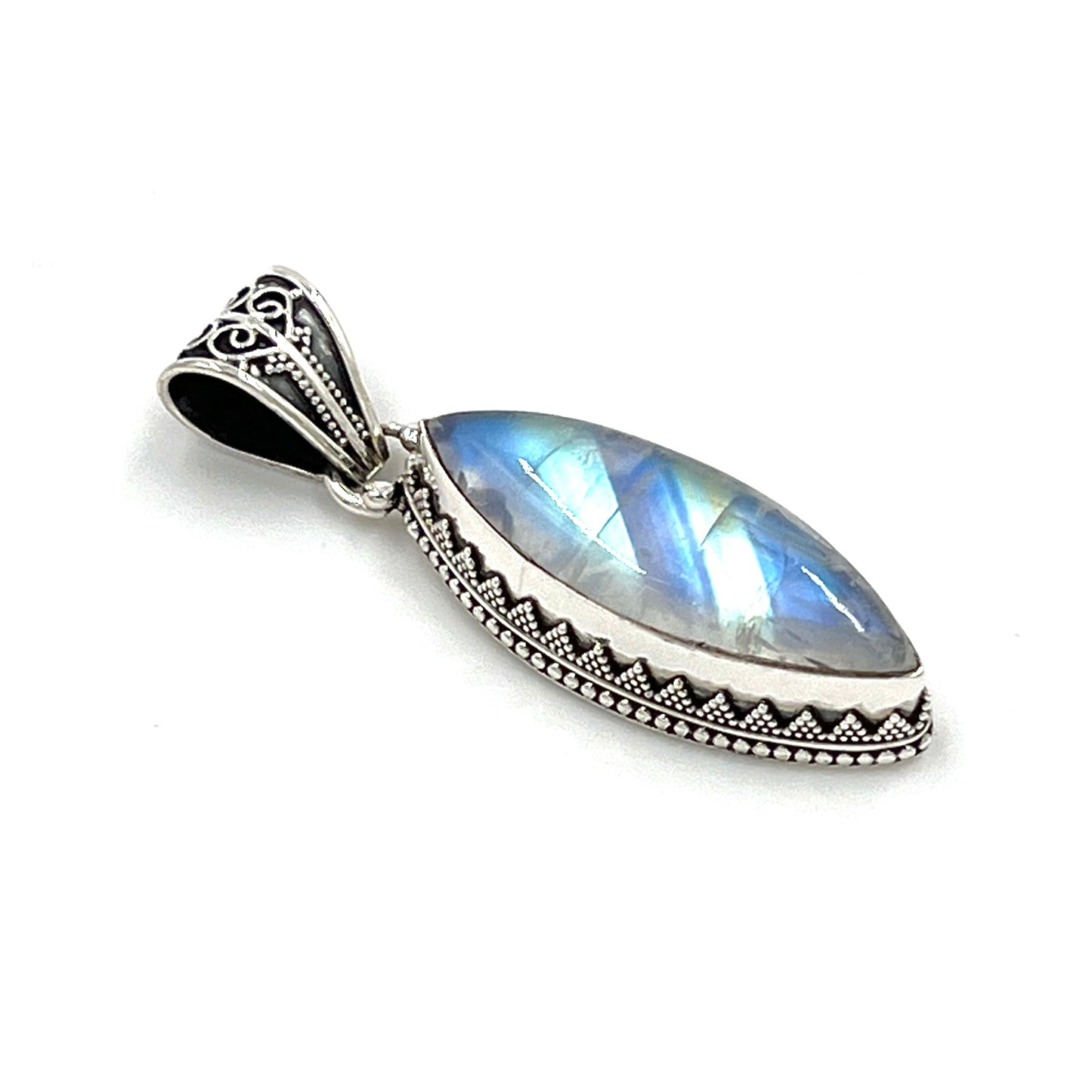 Sterling Silver Filigree Marquise Moonstone Pendant