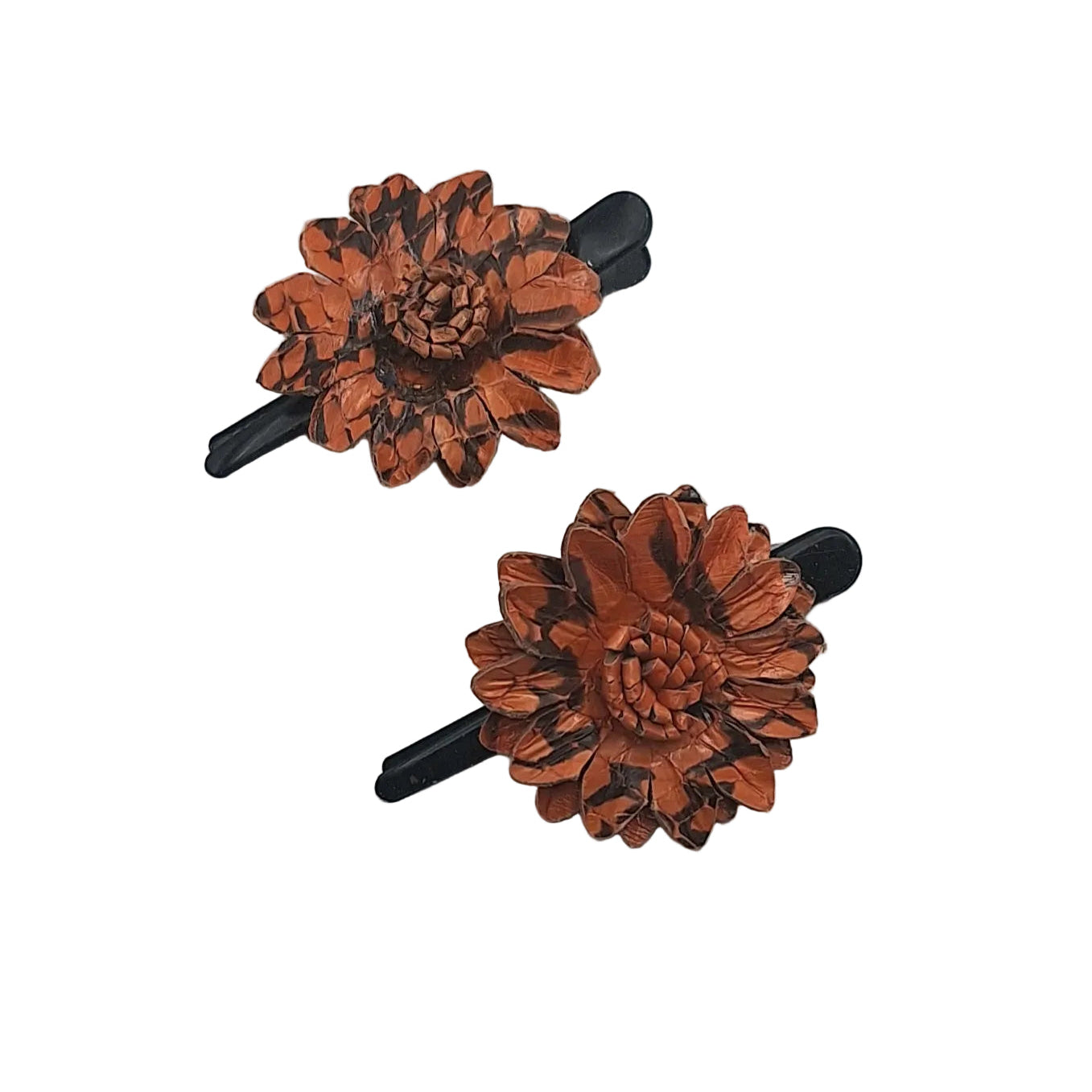 Leather Flower Hair Clips