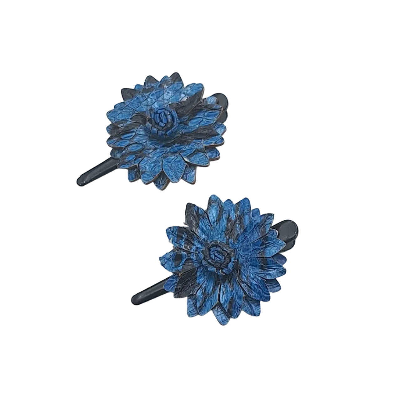 Leather Flower Hair Clips