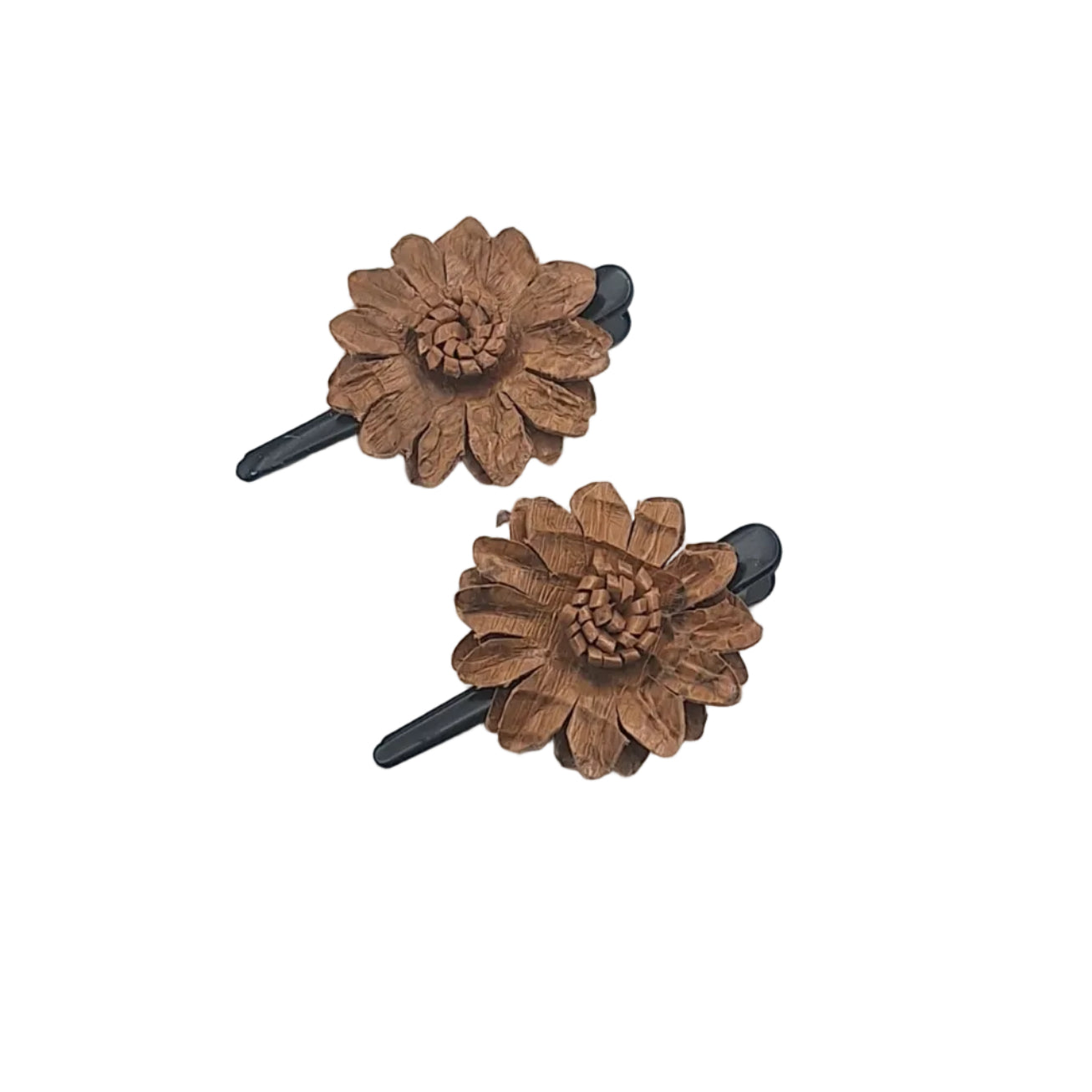 Leather Flower Hair Clips