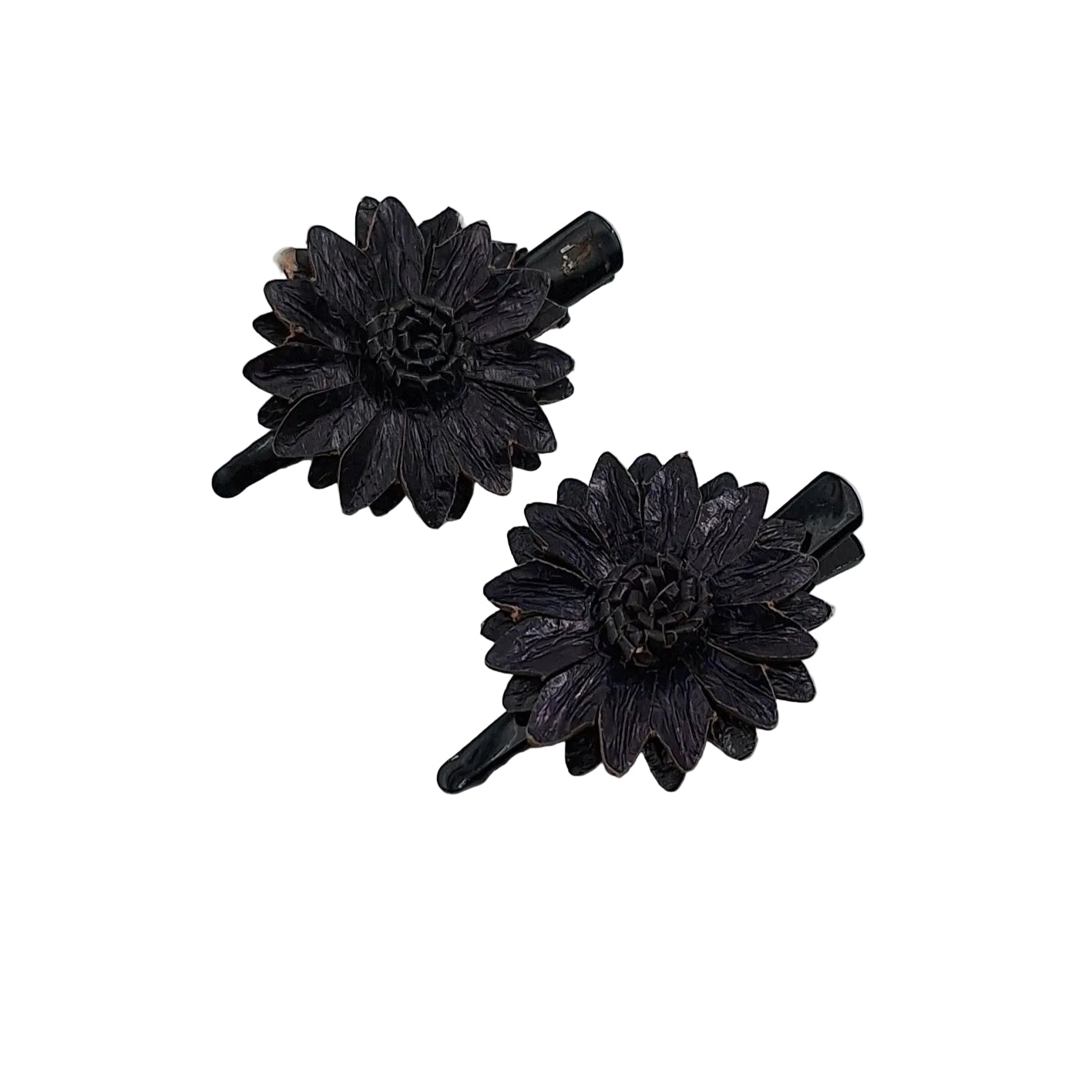 Leather Flower Hair Clips